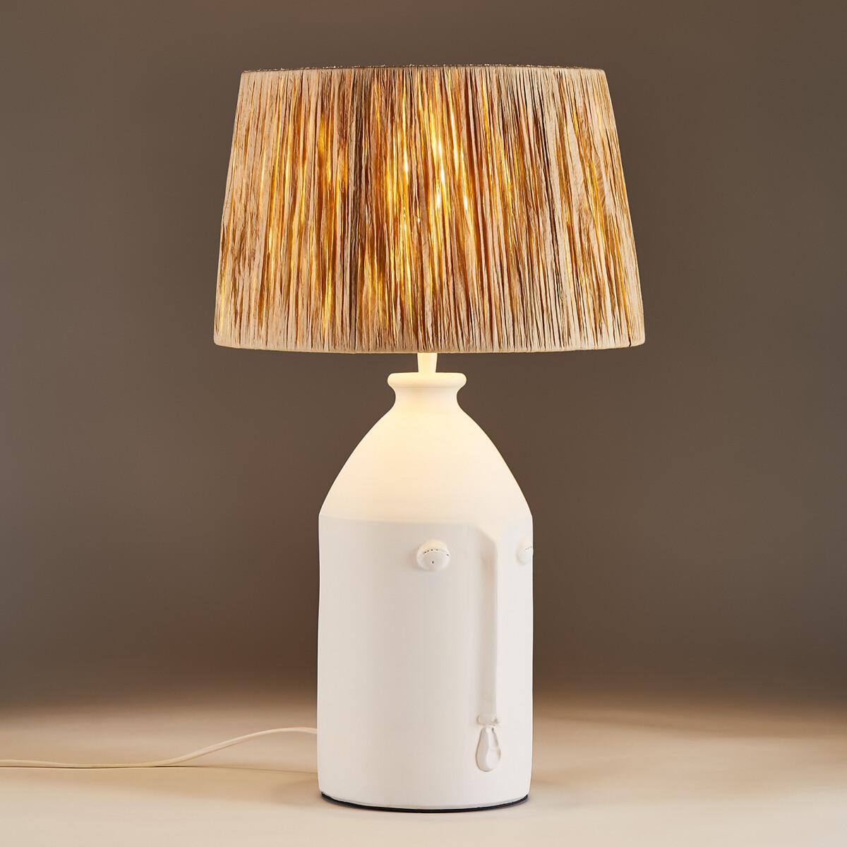 Manoni Ceramic Lamp with Raffia Shade – image 3