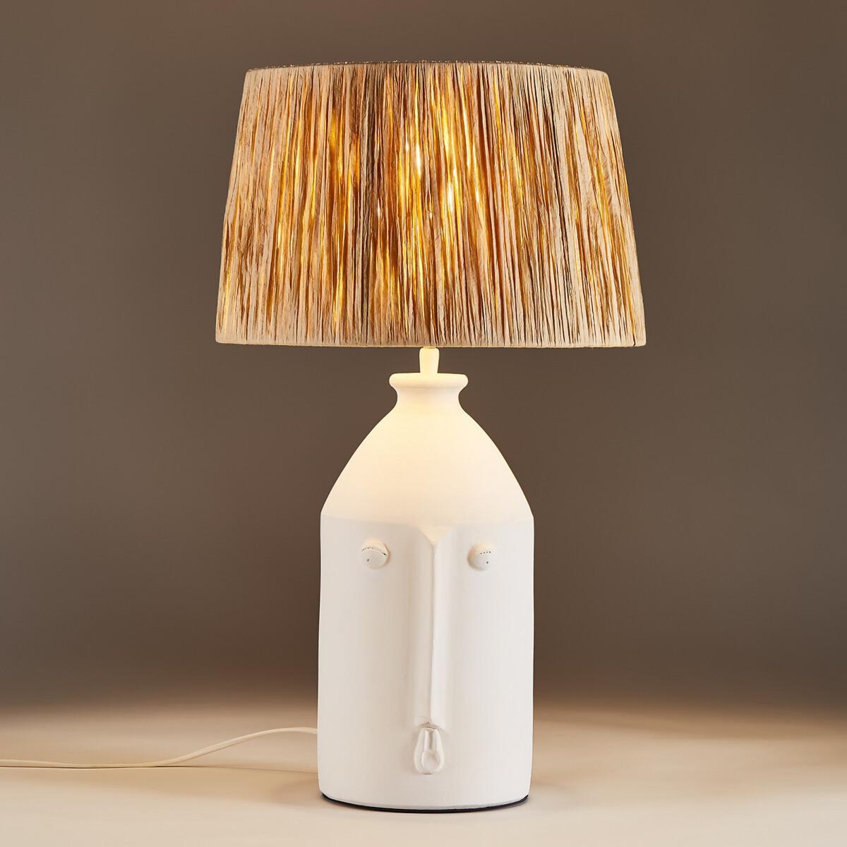 Manoni Ceramic Lamp with Raffia Shade – image 4