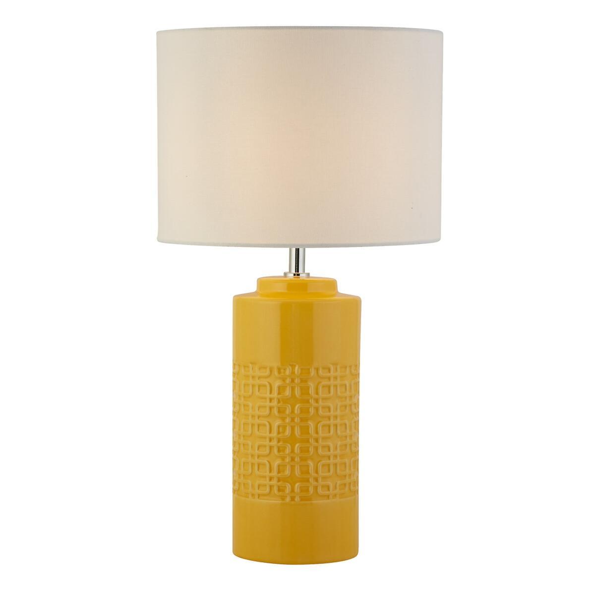 Cylinder Shape Ochre Ceramic Table Lamp – image 2