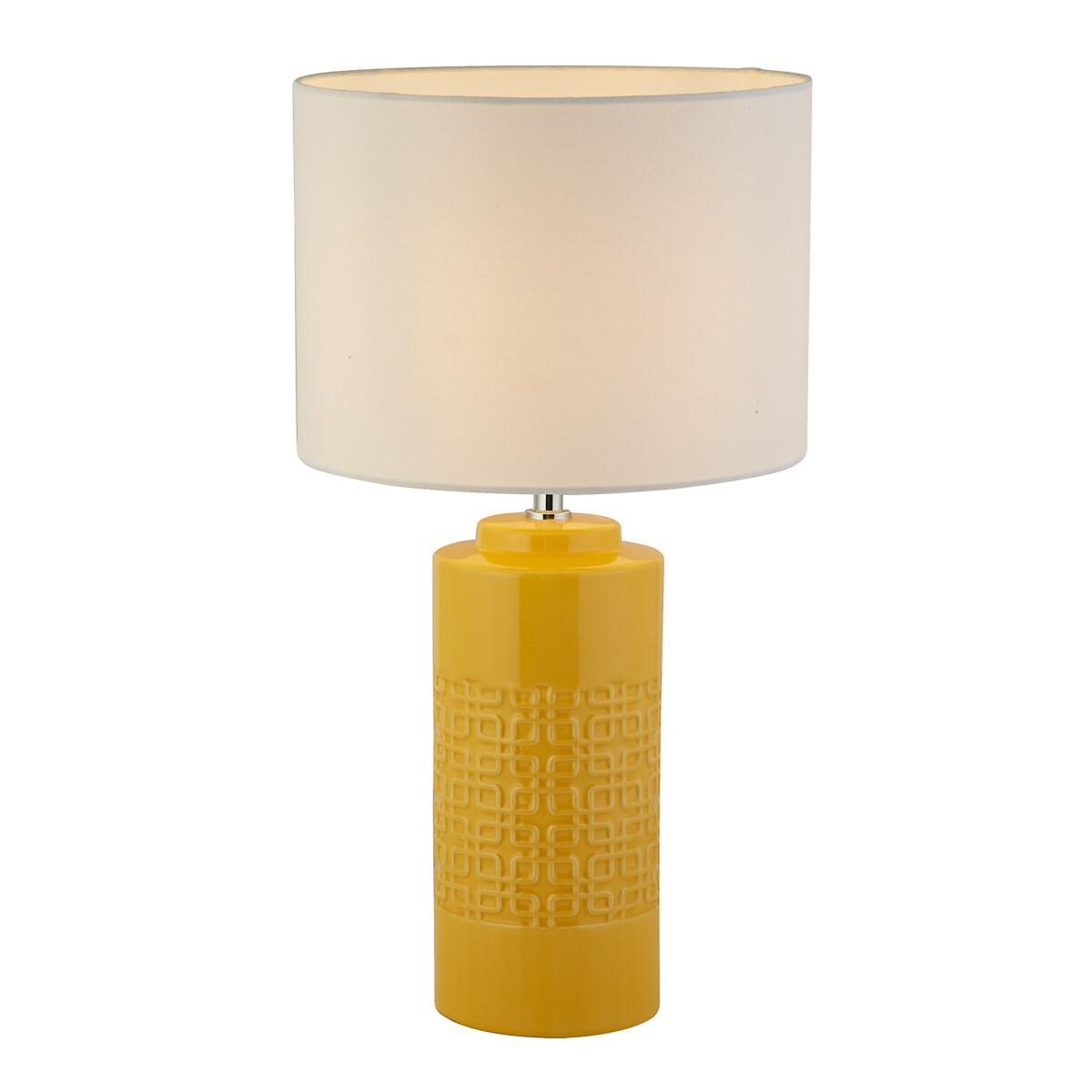 Cylinder Shape Ochre Ceramic Table Lamp – image 3