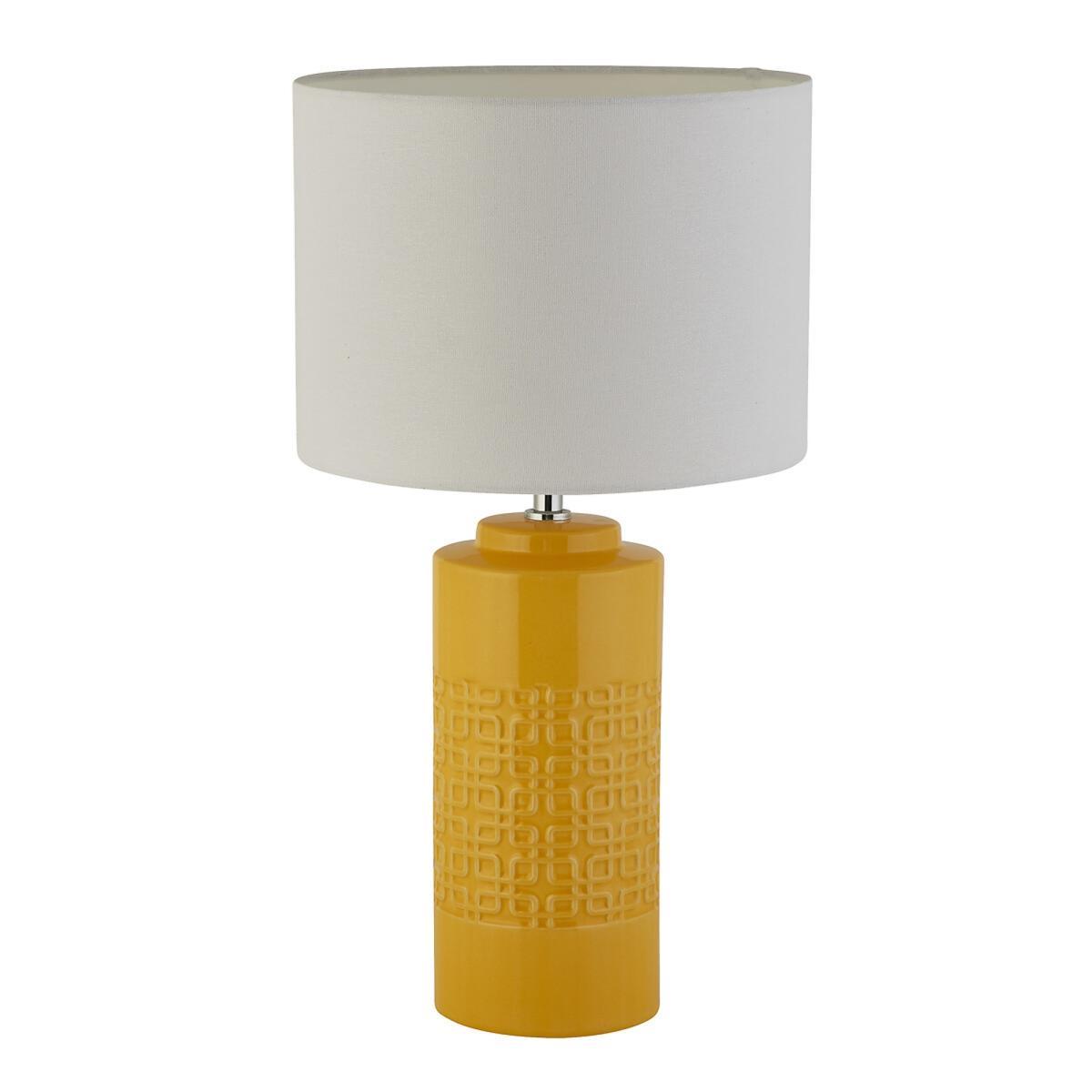 Cylinder Shape Ochre Ceramic Table Lamp – image 4