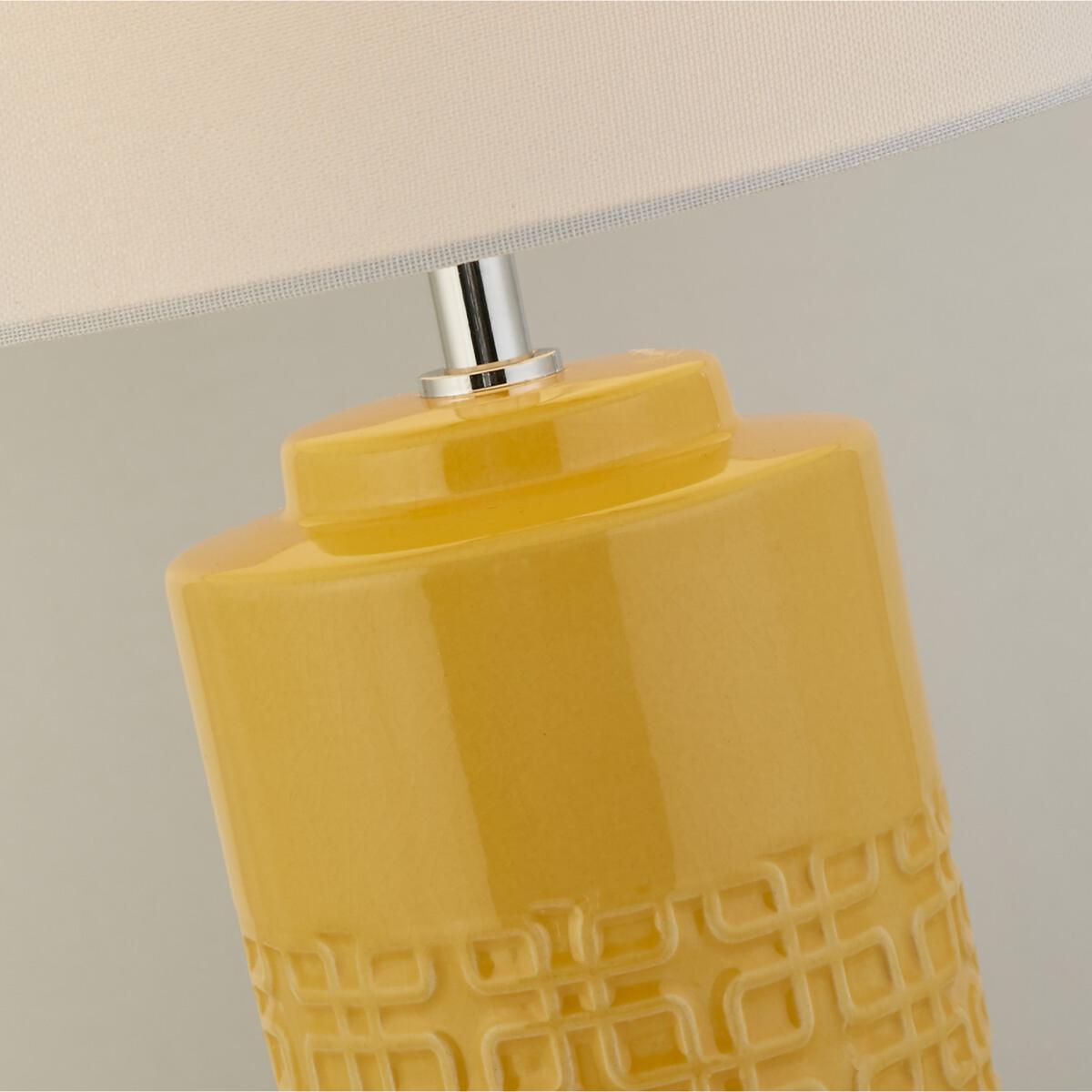 Cylinder Shape Ochre Ceramic Table Lamp – image 5