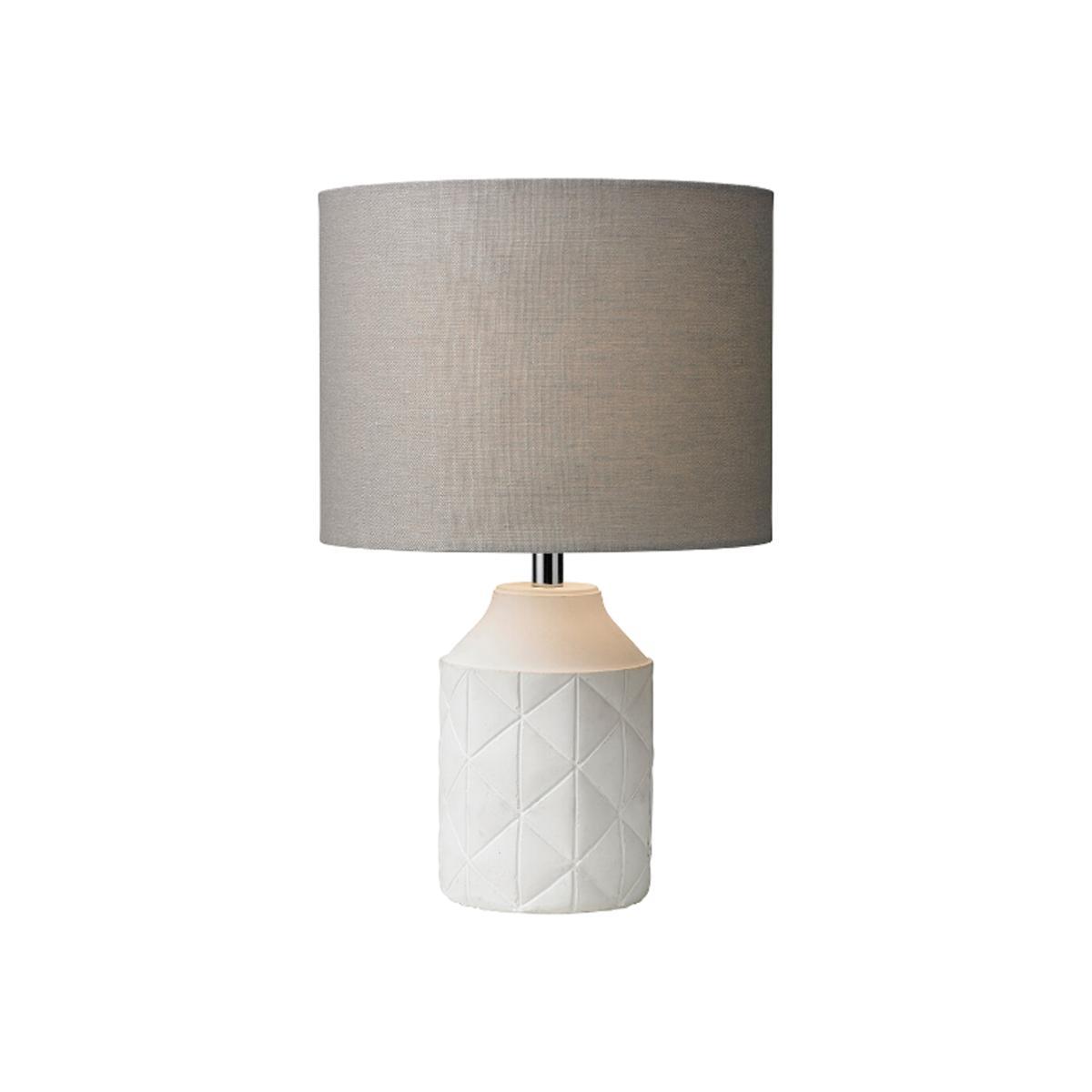 White Scored Ceramic Table Lamp