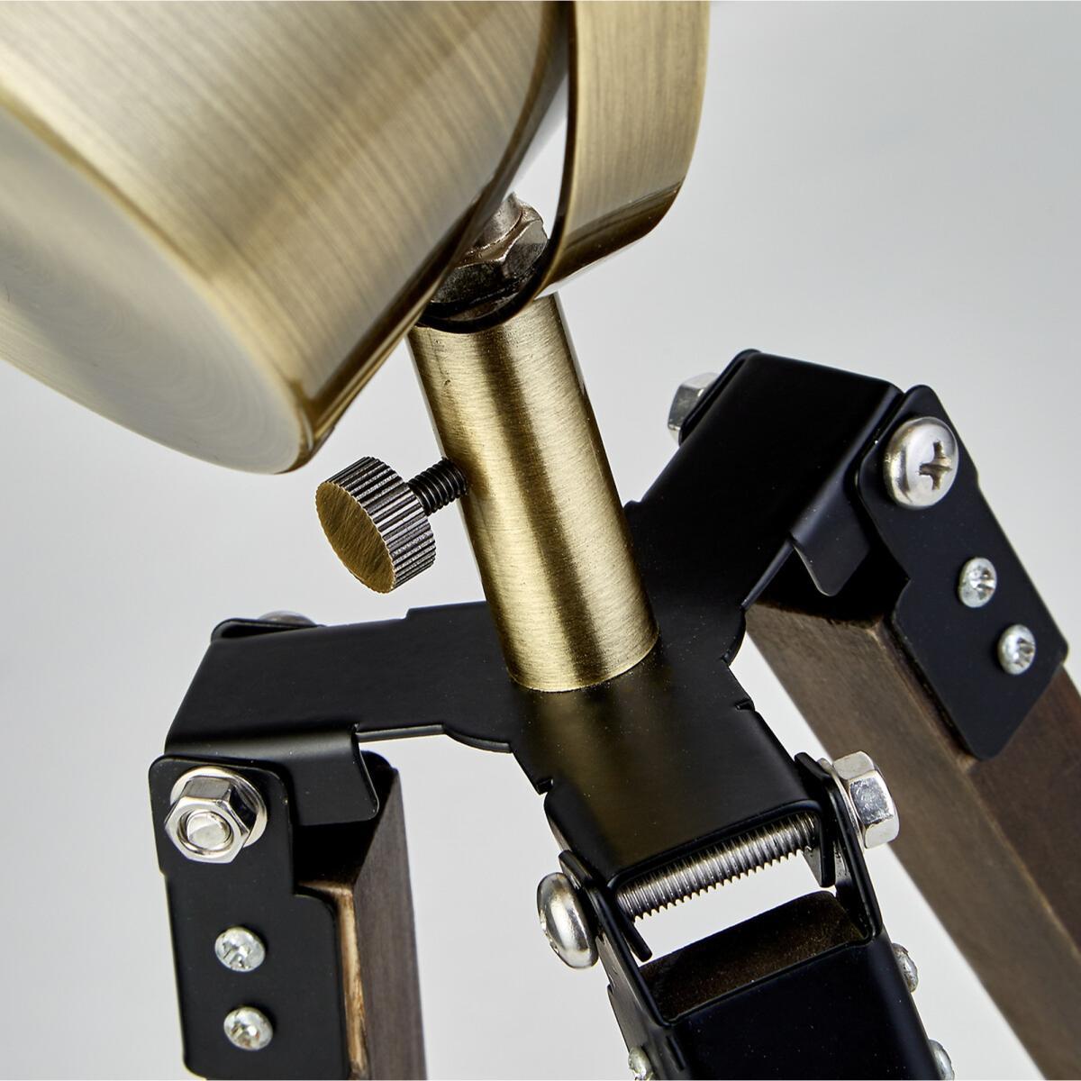 Stage Light Wood and Brass Tripod Table Lamp – image 3
