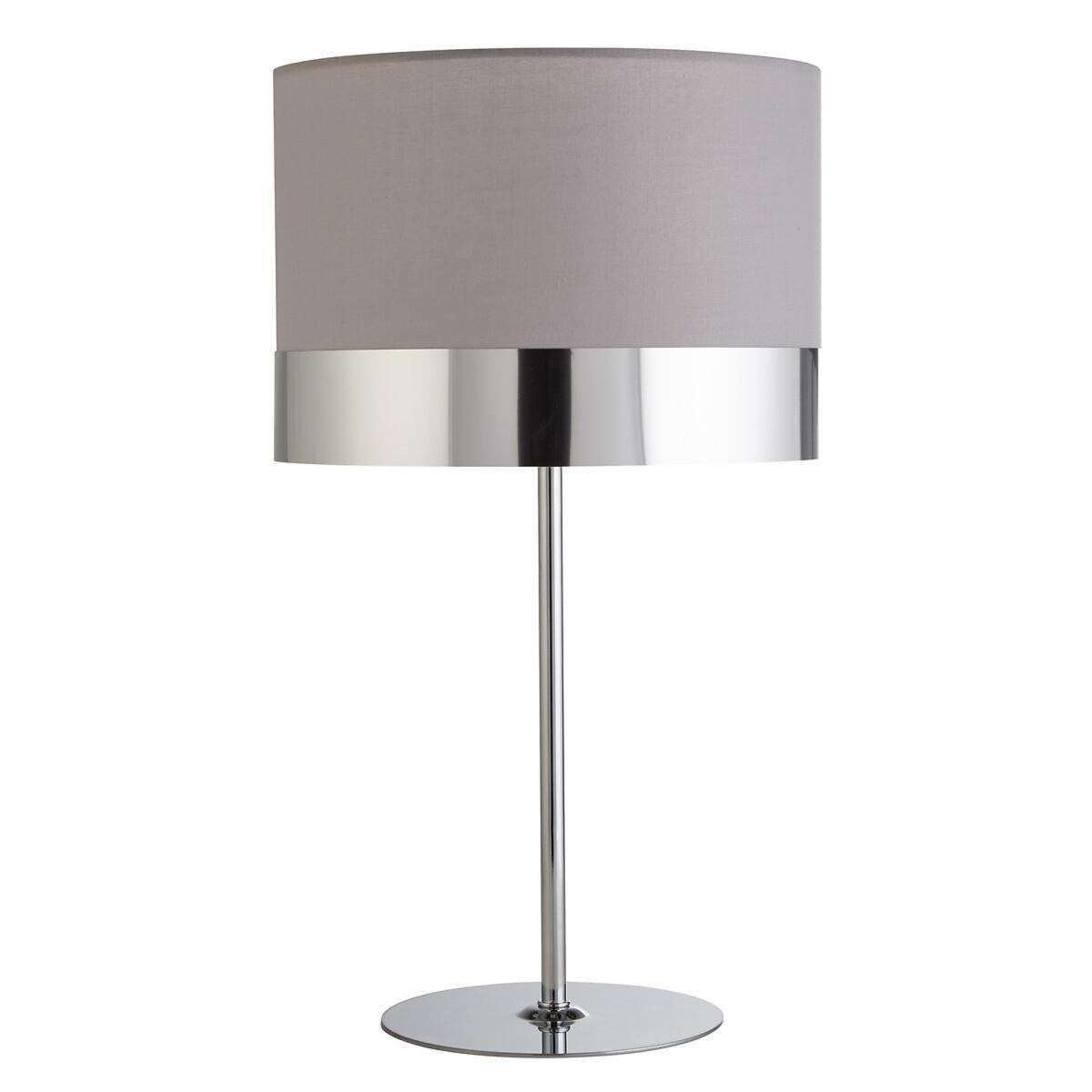 Classic Chrome Base Table Lamp with Grey Shade Metallic Contrast – image 2