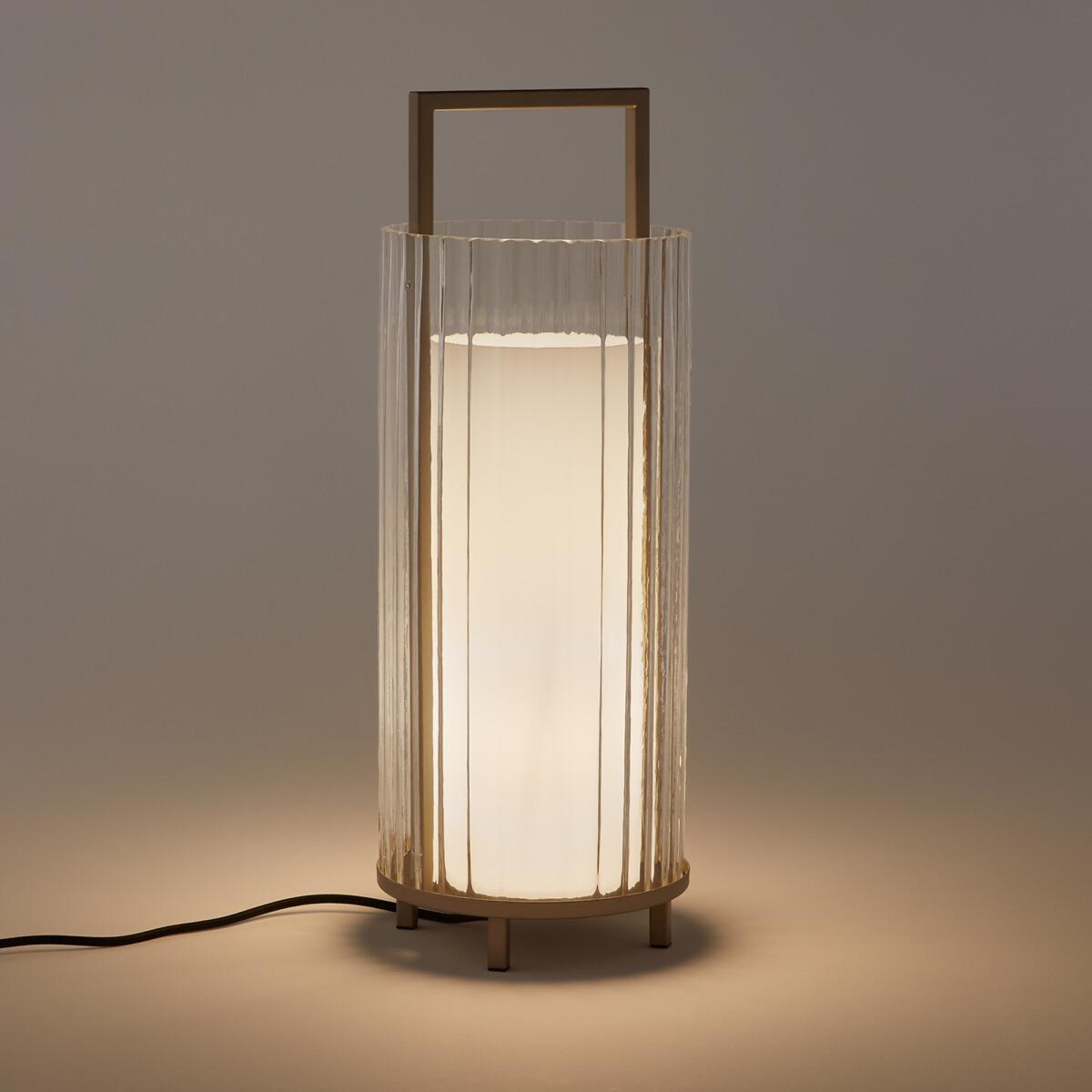 Balodi Striated Opaline Glass and Metal Table Lamp – image 2
