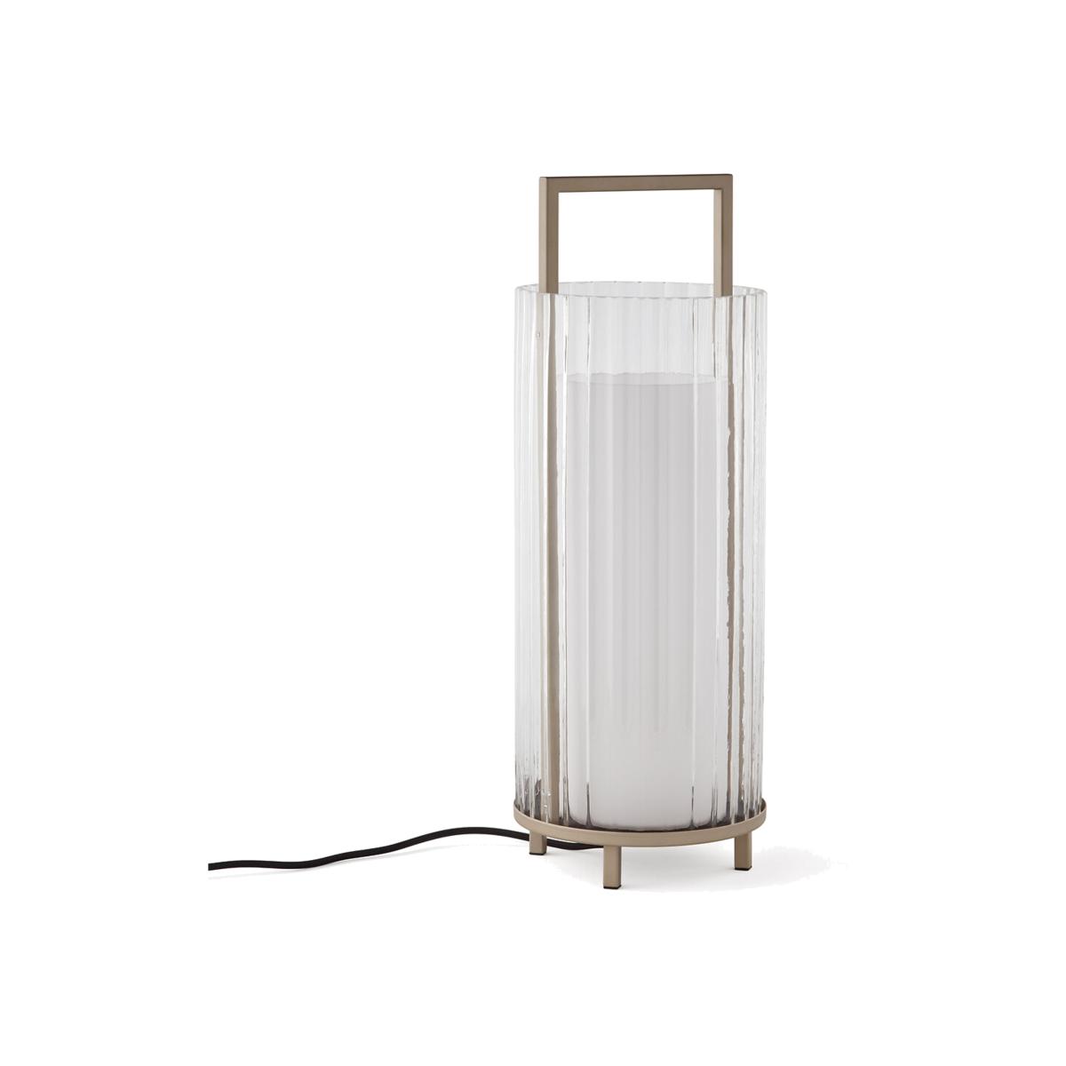Balodi Striated Opaline Glass and Metal Table Lamp – image 1