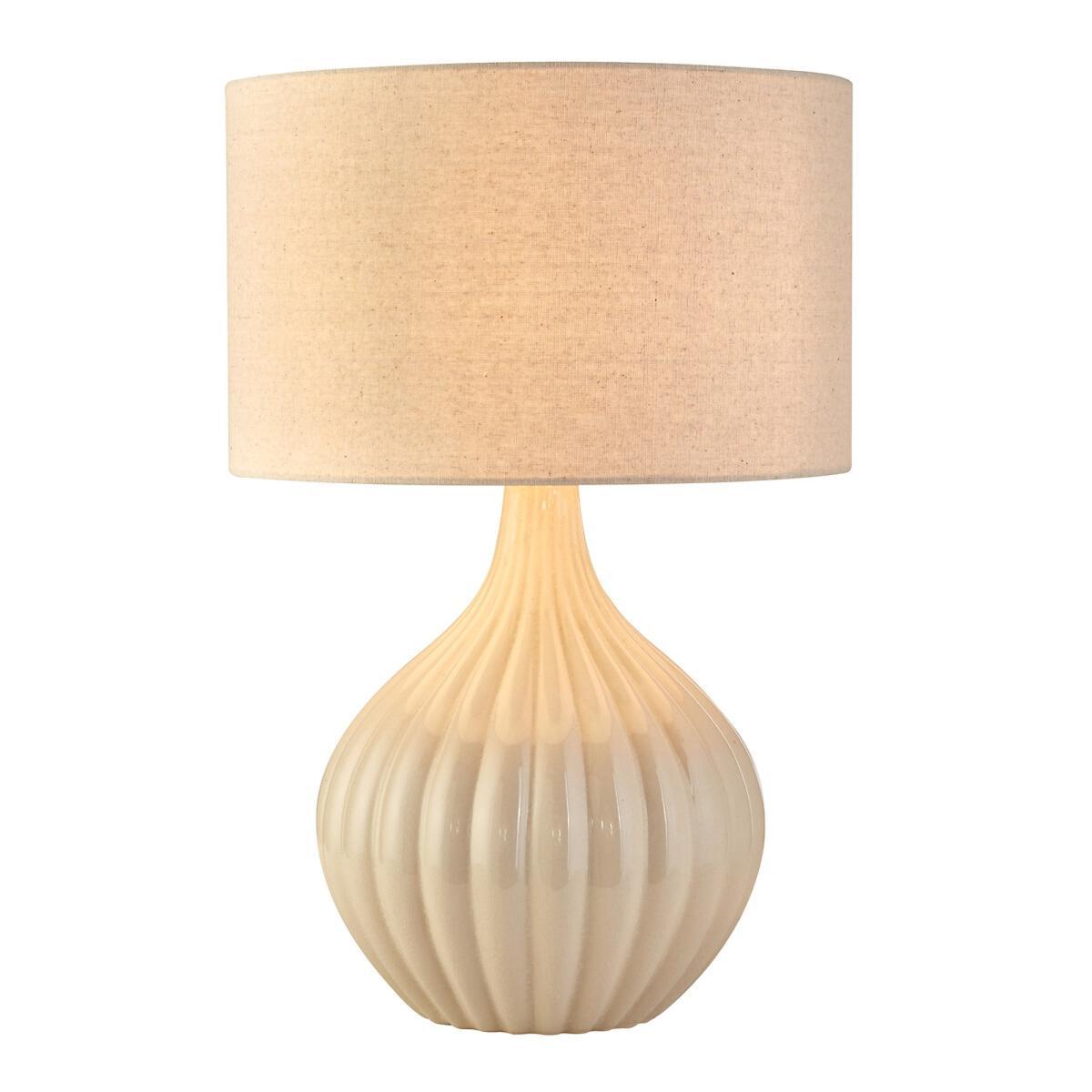 Cream Textured Ceramic Table Lamp with Cream Shade – image 2