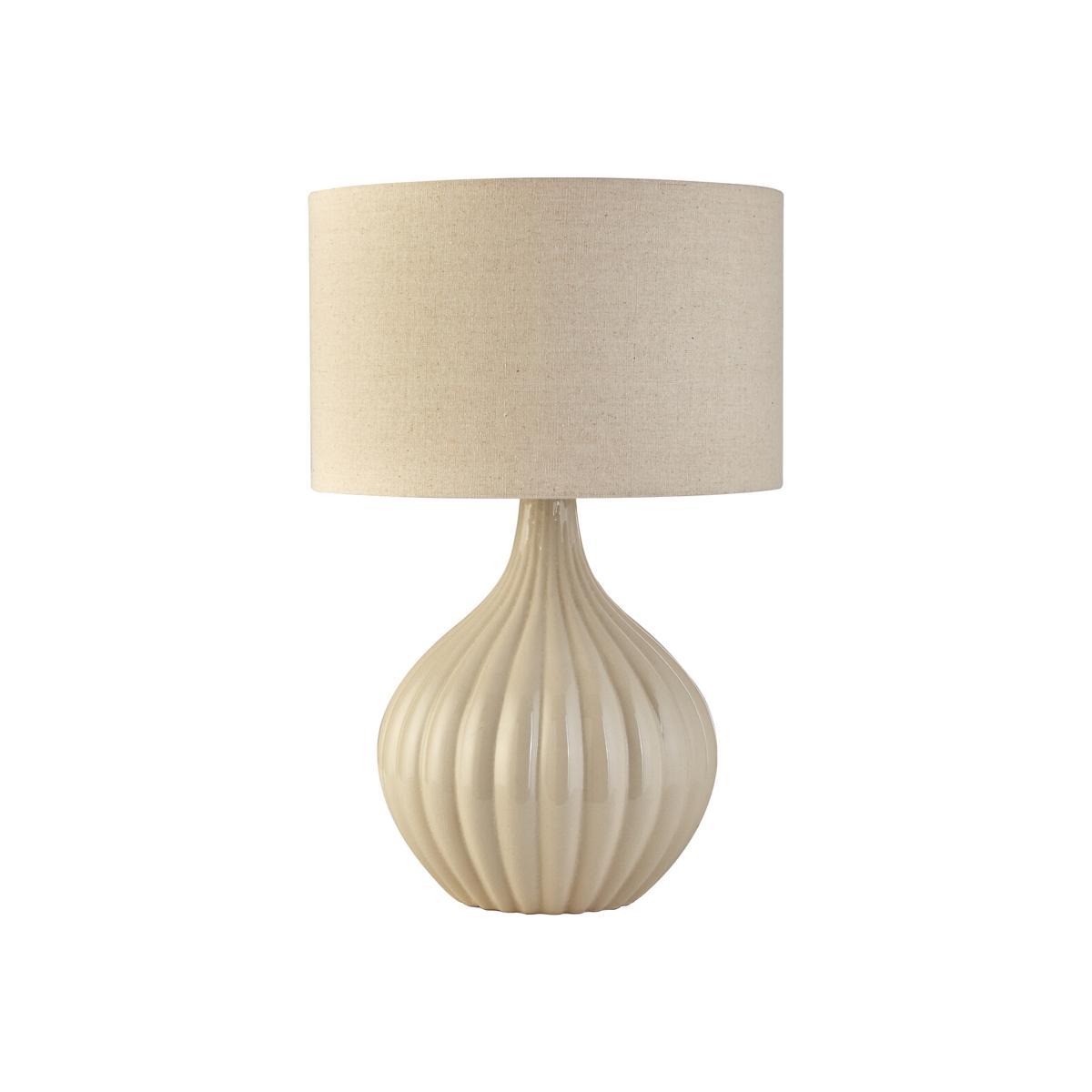Cream Textured Ceramic Table Lamp with Cream Shade – image 1