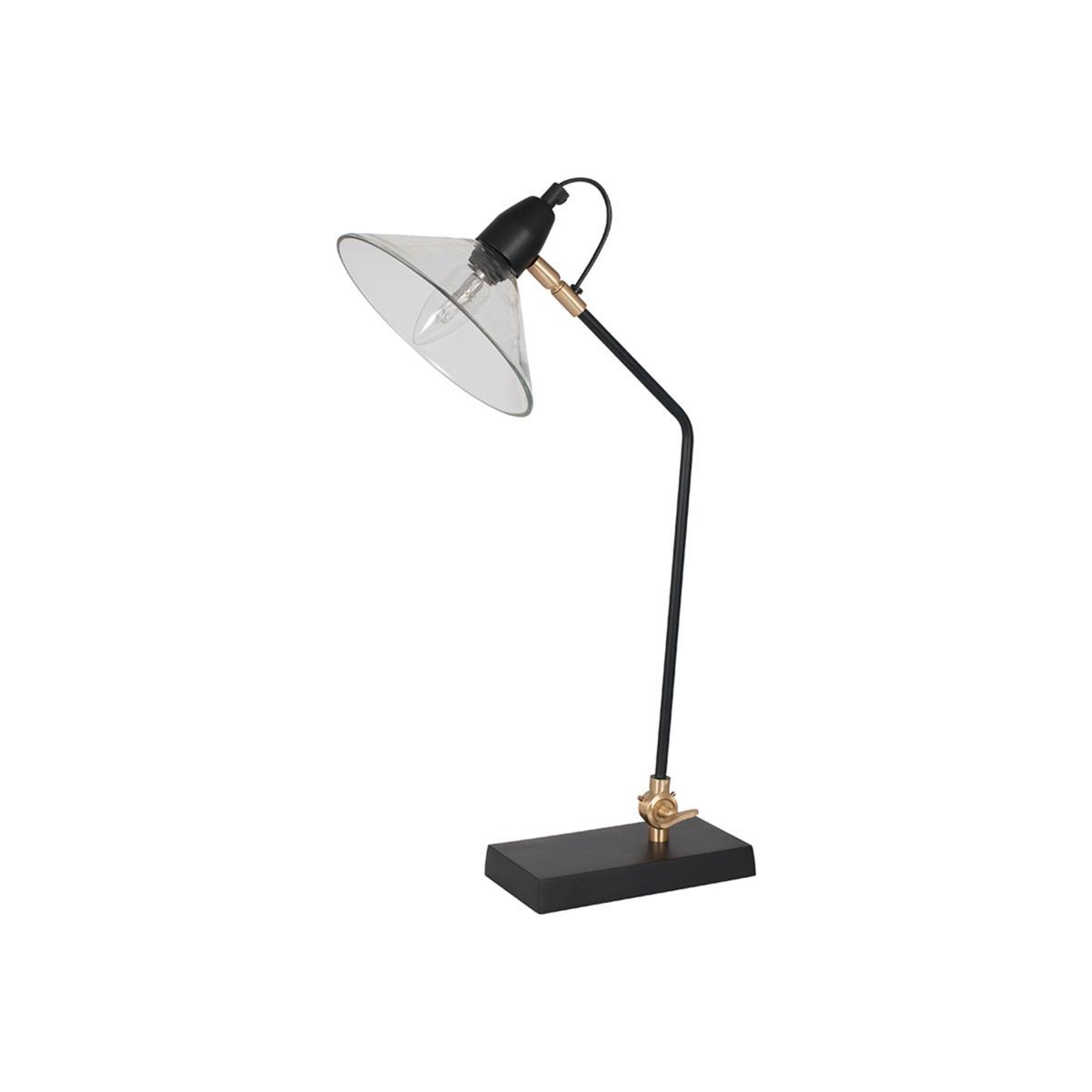 Industrial Black Metal with Glass Conical Shade Table Lamp