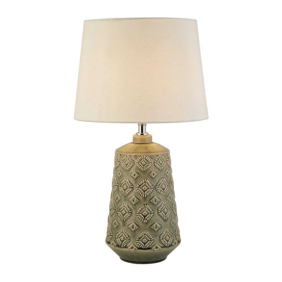 Grey Patterned Ceramic Table Lamp – image 2