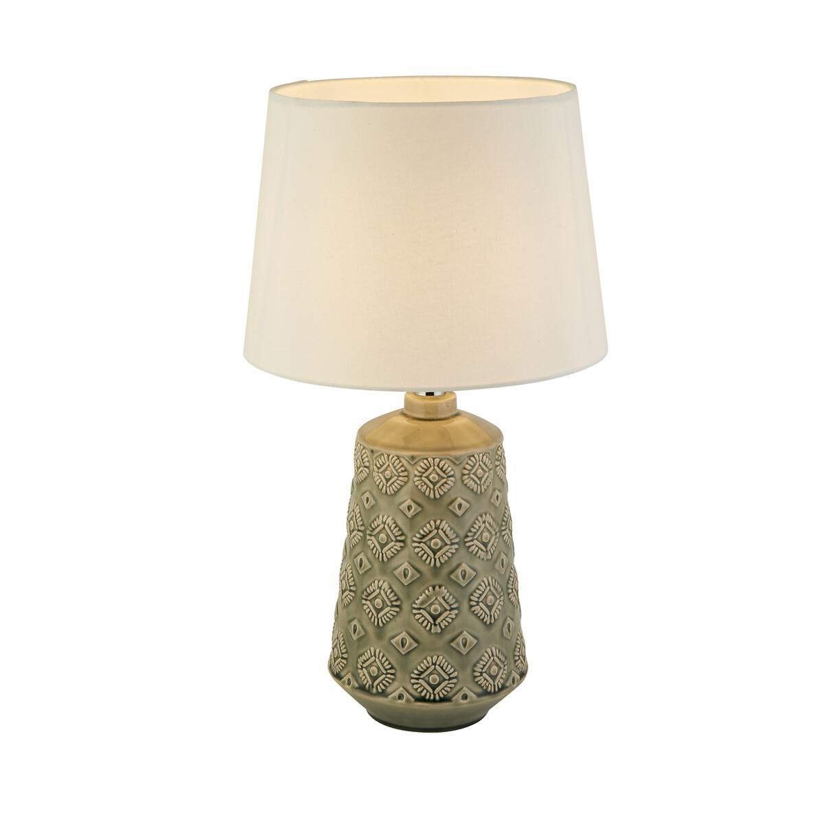 Grey Patterned Ceramic Table Lamp – image 3