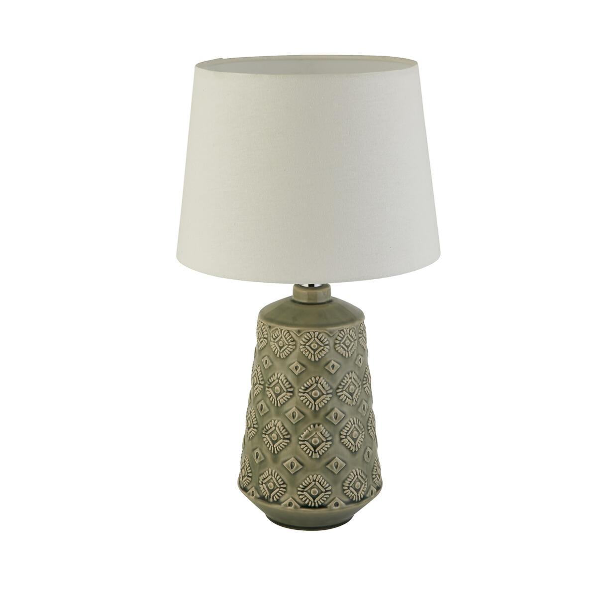 Grey Patterned Ceramic Table Lamp – image 4
