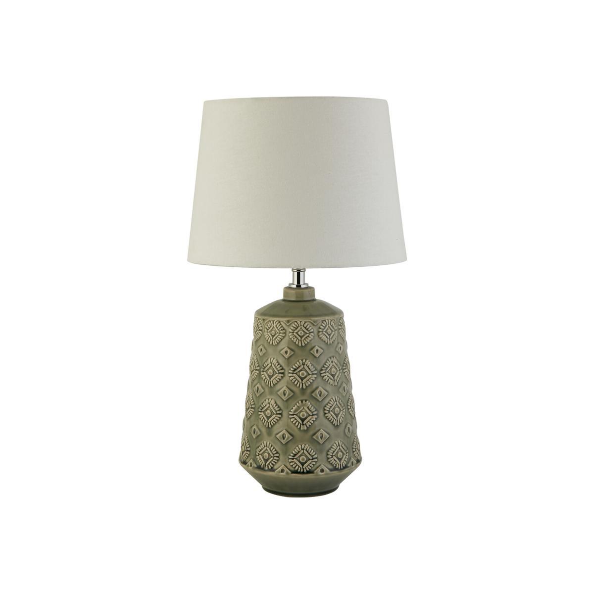 Grey Patterned Ceramic Table Lamp – image 1