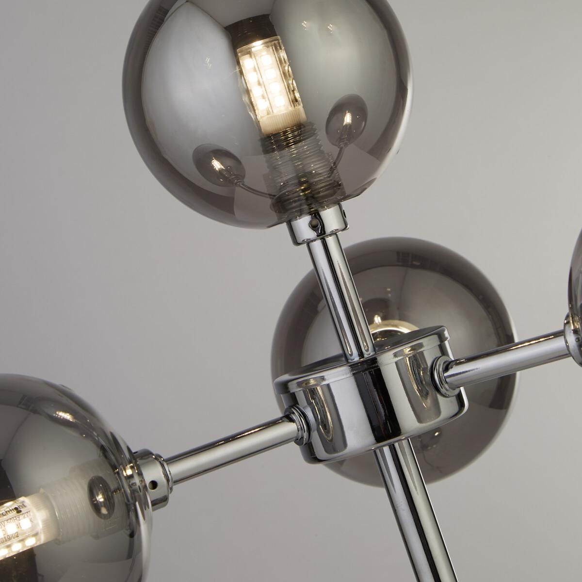 4 Light Chrome and Smoked Glass Orb Table Lamp – image 3