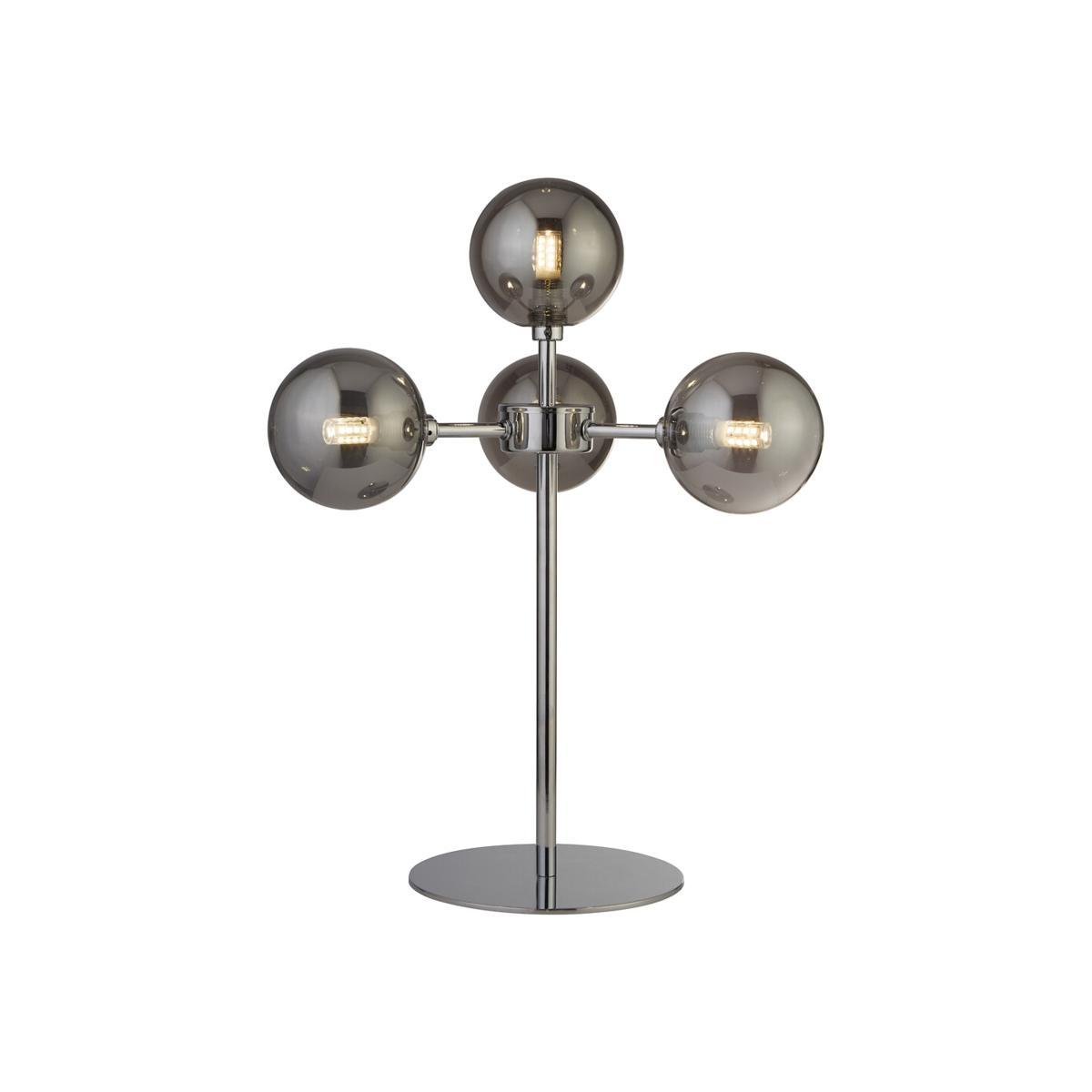 4 Light Chrome and Smoked Glass Orb Table Lamp – image 1