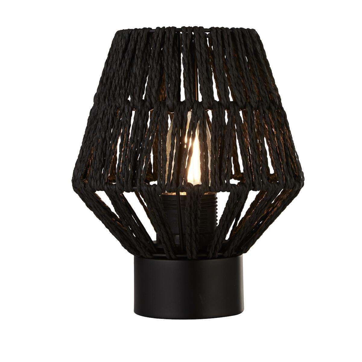Woven Rattan Frame with Black Detail Table Lamp – image 2