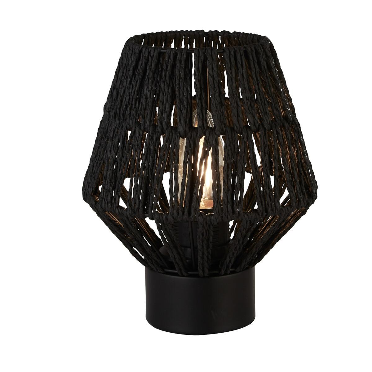Woven Rattan Frame with Black Detail Table Lamp – image 3