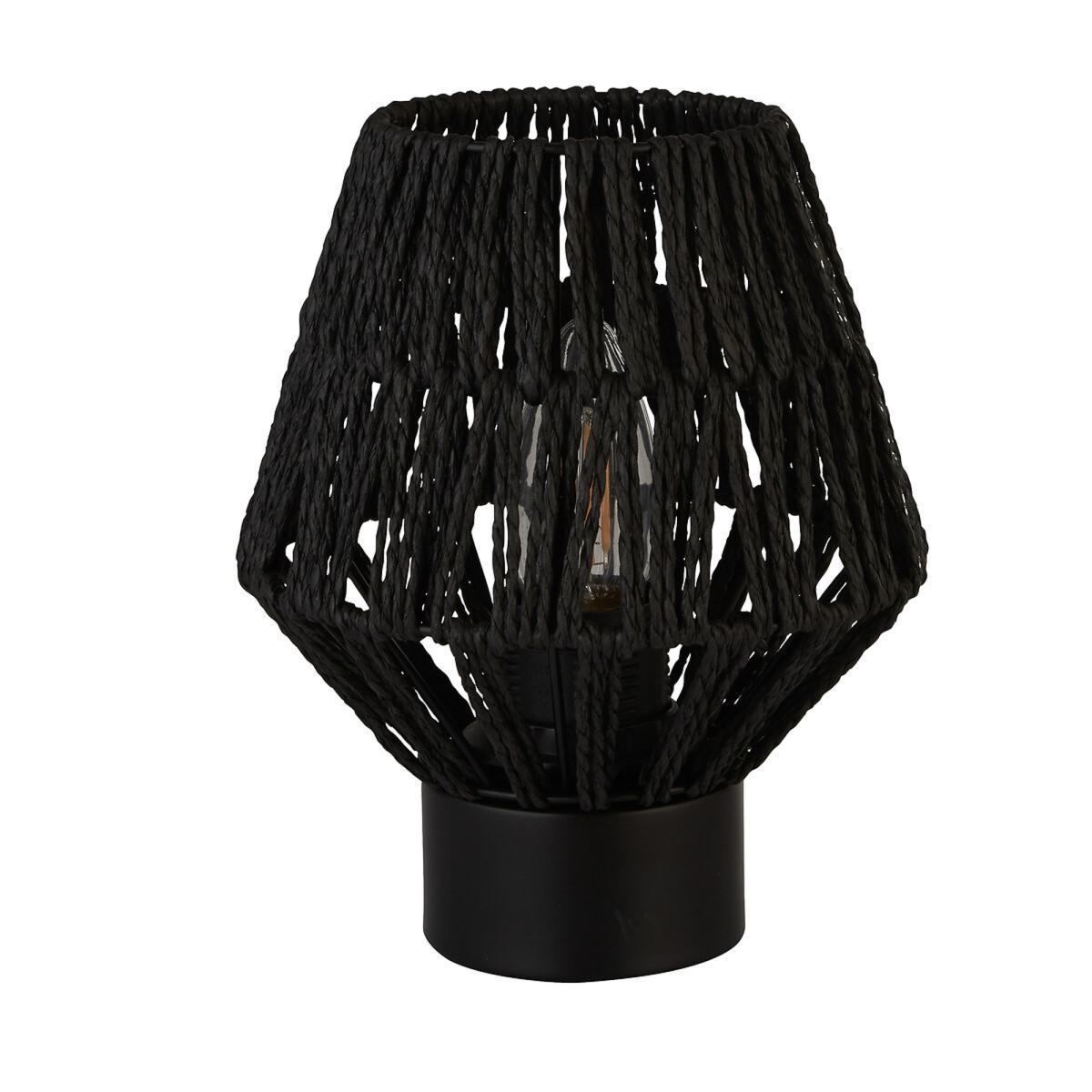 Woven Rattan Frame with Black Detail Table Lamp – image 4