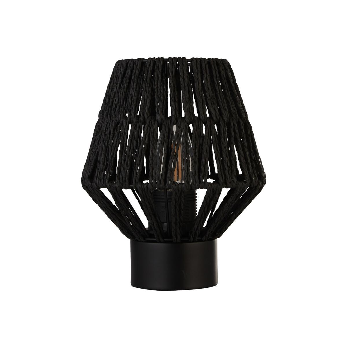 Woven Rattan Frame with Black Detail Table Lamp – image 1