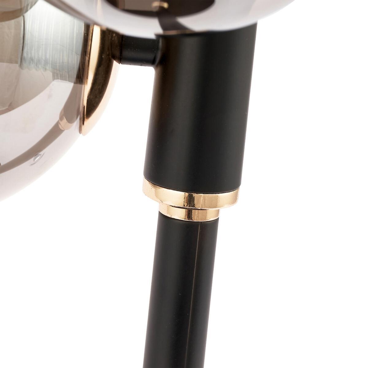 5 Smoke Glass Orb and Black Metal Table Lamp – image 2