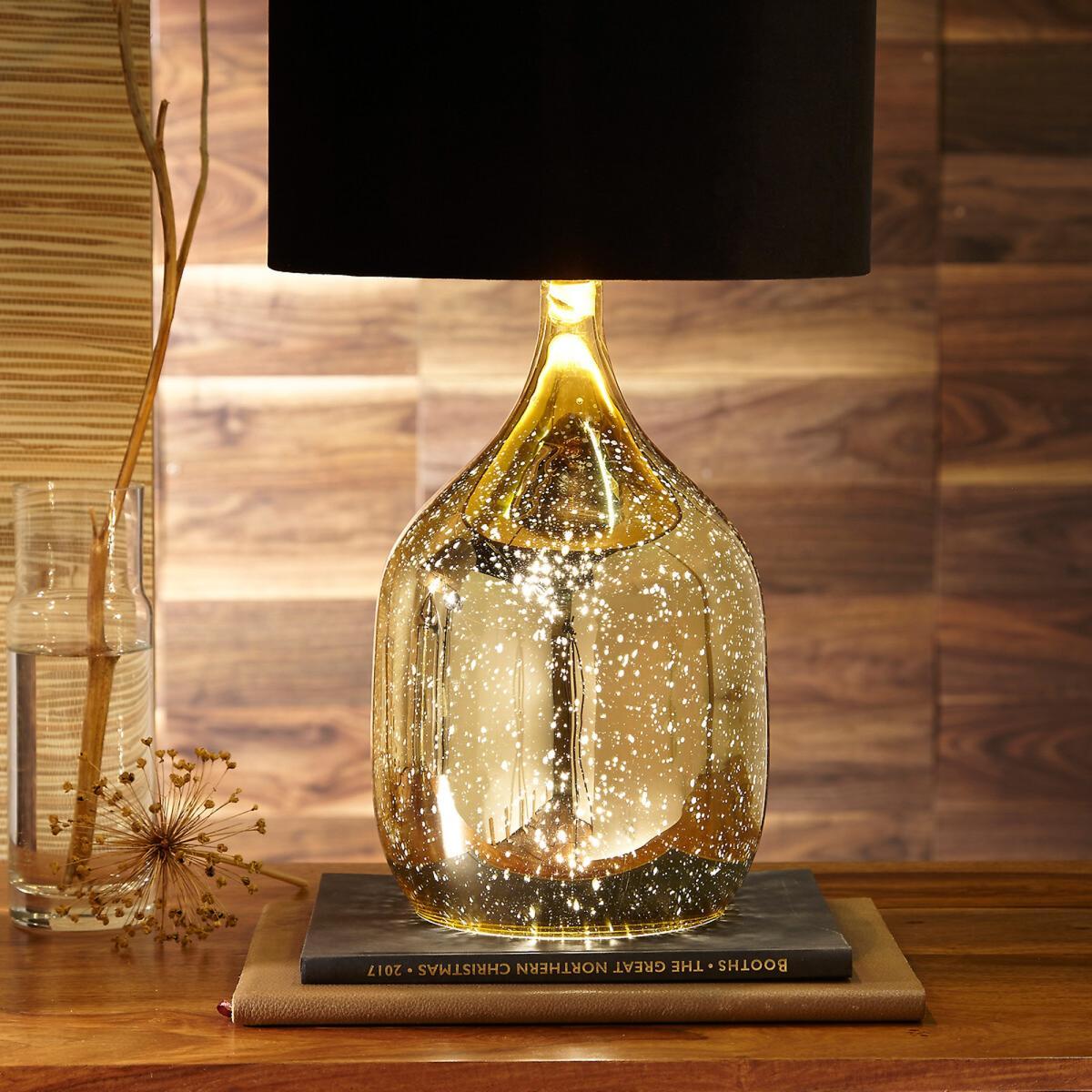 Dual Lit Champagne Mercurial Glass Table lamp – image 3