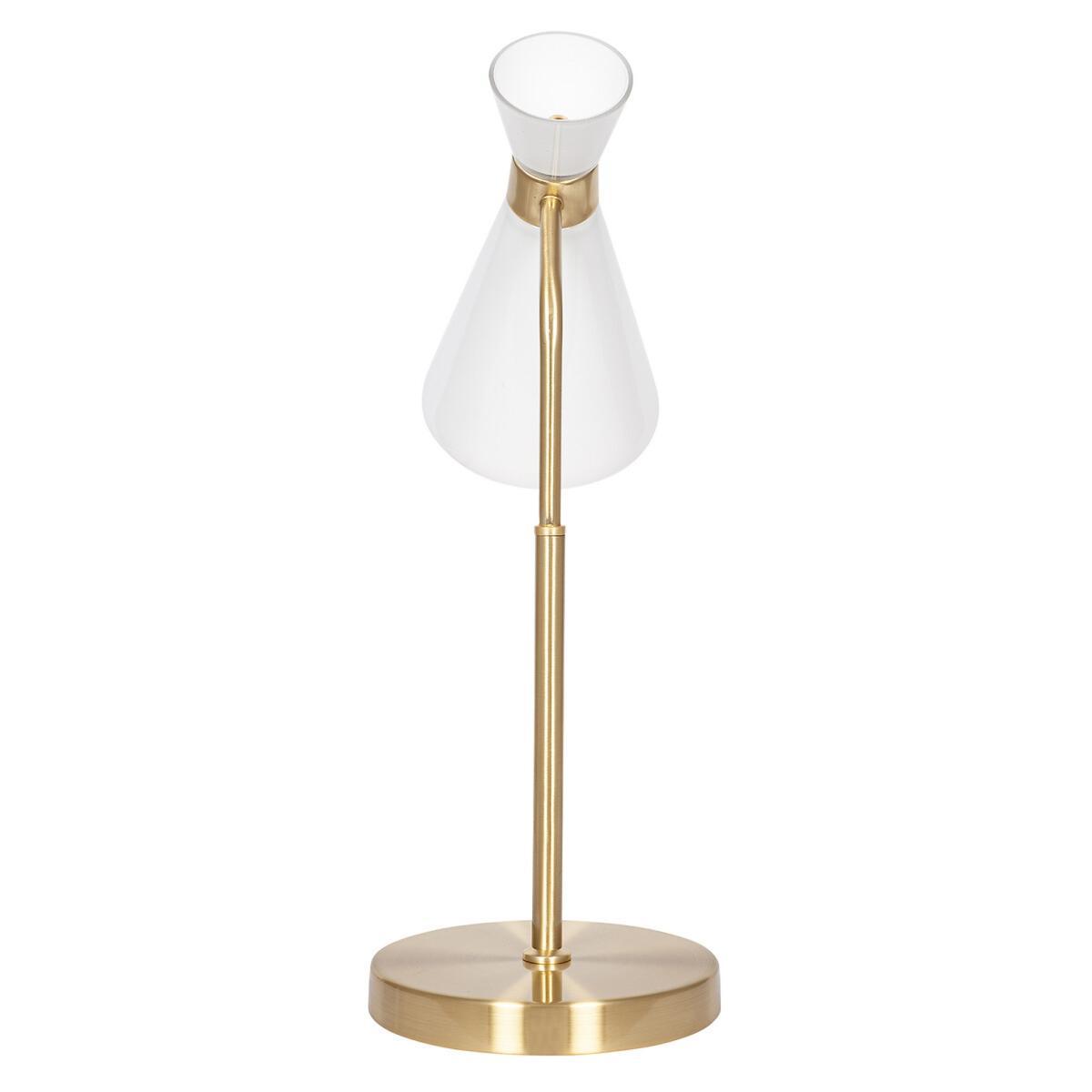 White Glass and Gold Metal Waisted Table Lamp – image 3