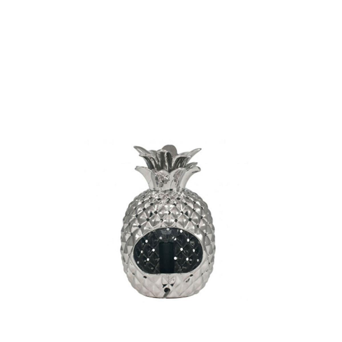 Metallic Silver Ceramic Pineapple Cut-out Table Lamp – image 3