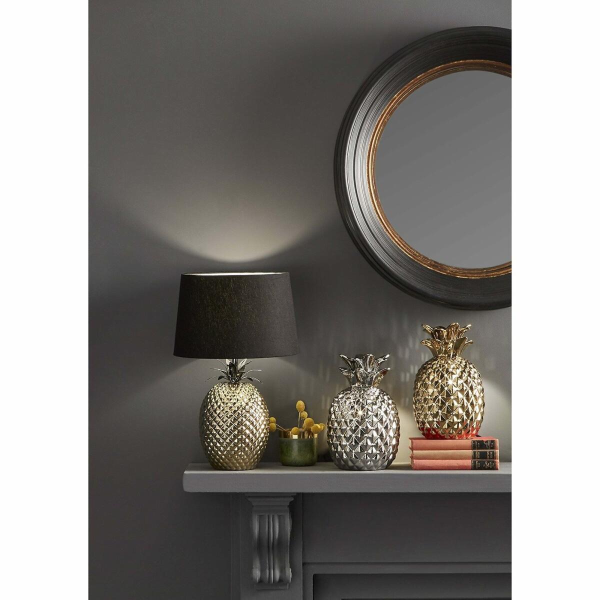 Metallic Silver Ceramic Pineapple Cut-out Table Lamp – image 4