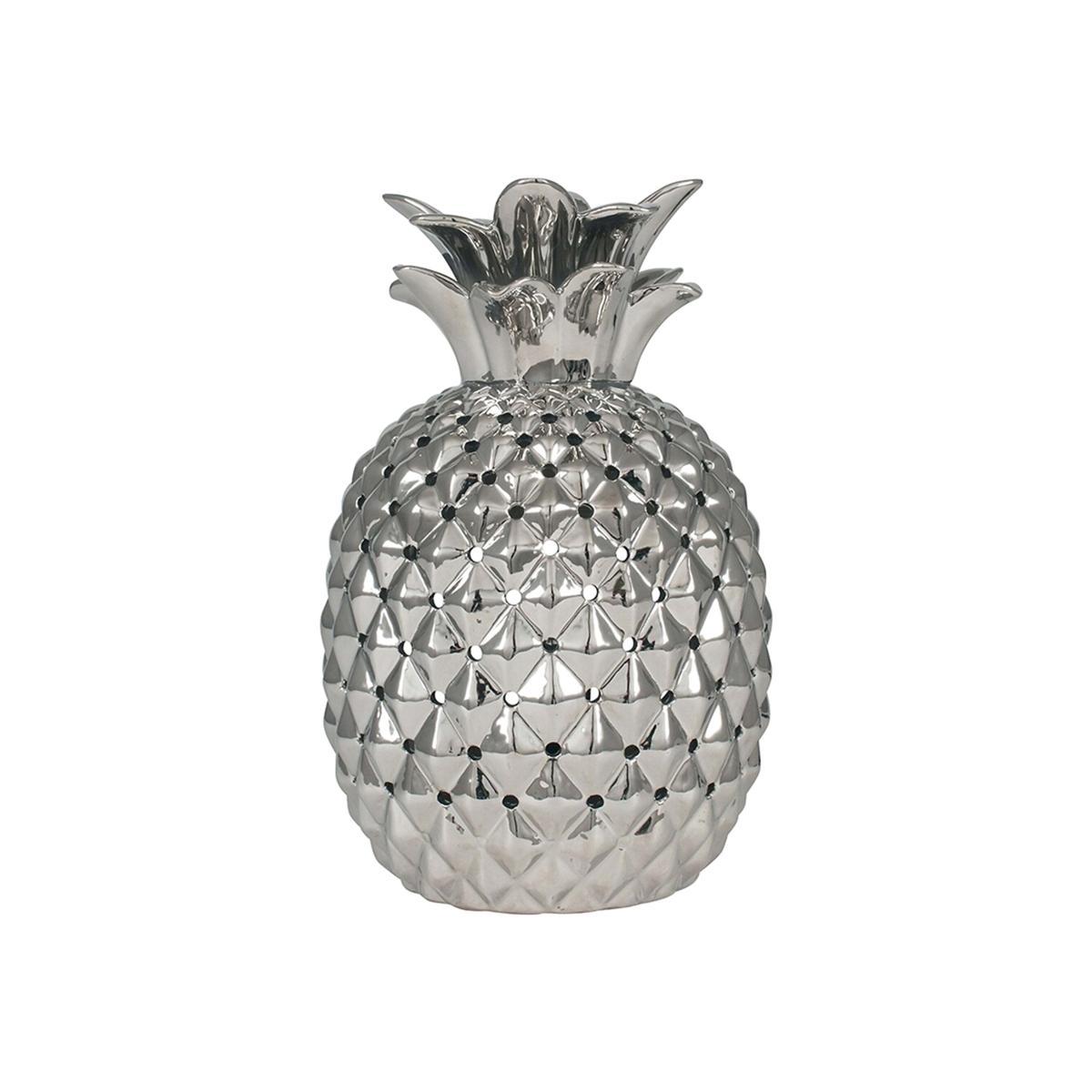 Metallic Silver Ceramic Pineapple Cut-out Table Lamp – image 1