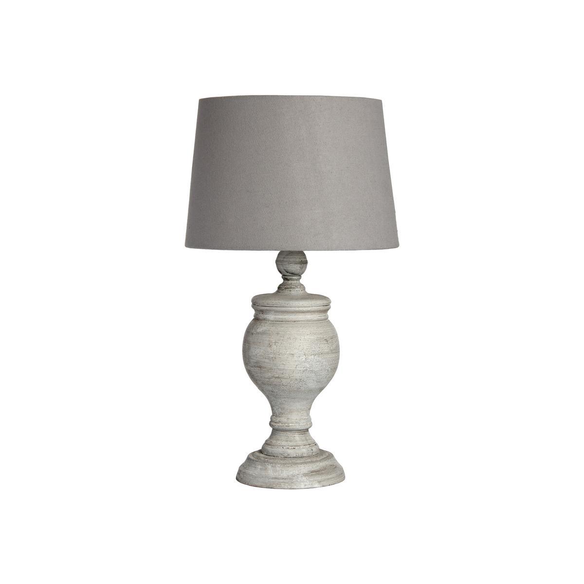 Grey Washed Wood Table Lamp with Grey Shade