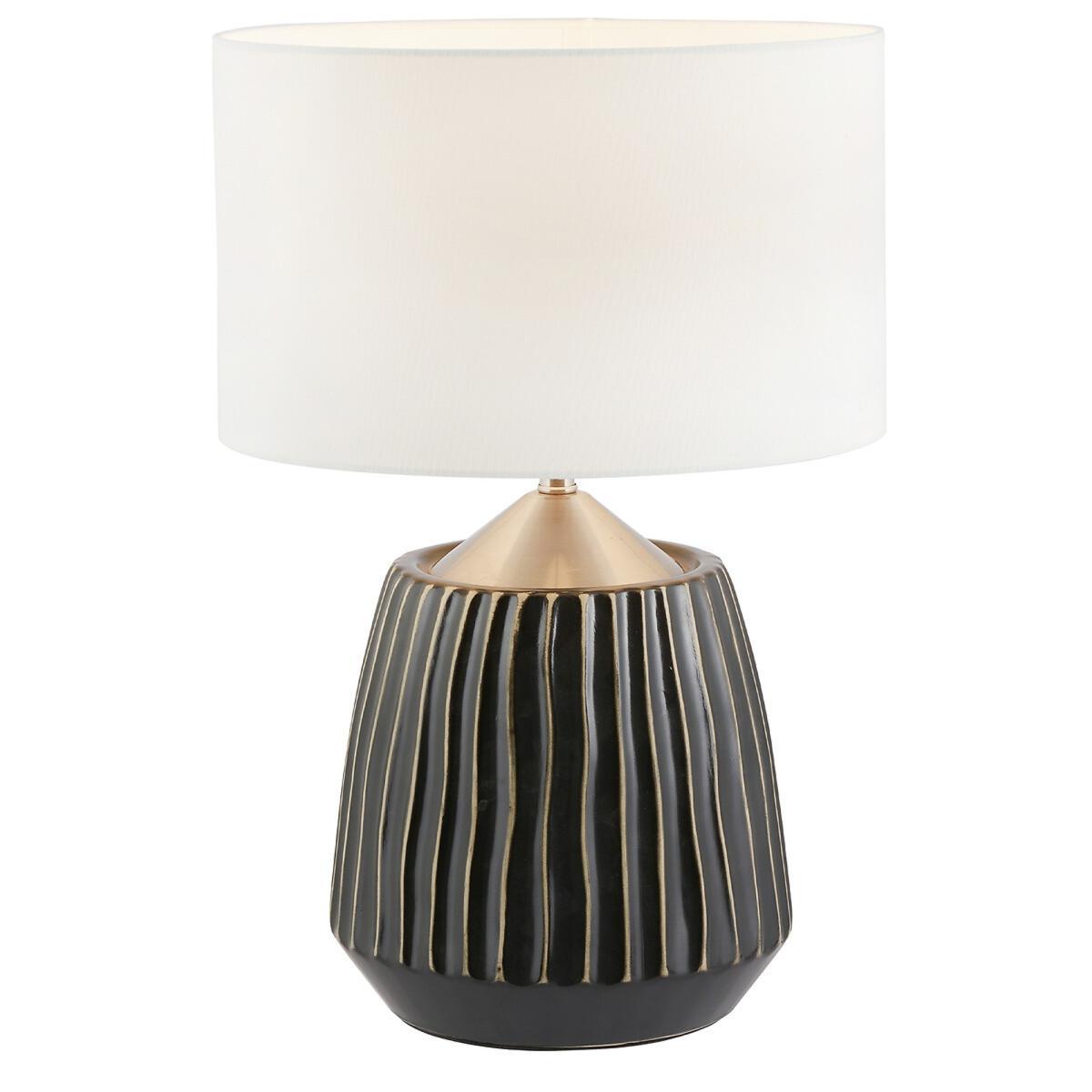 Grey Textured Ceramic and Brushed Silver Table Lamp – image 2