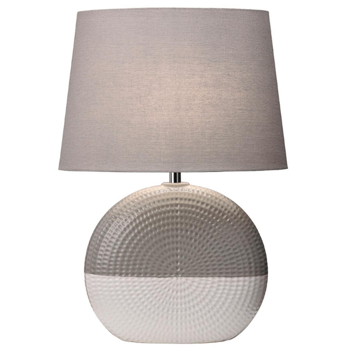 Grey and Cream Contrast Ceramic Oval Table Lamp – image 2