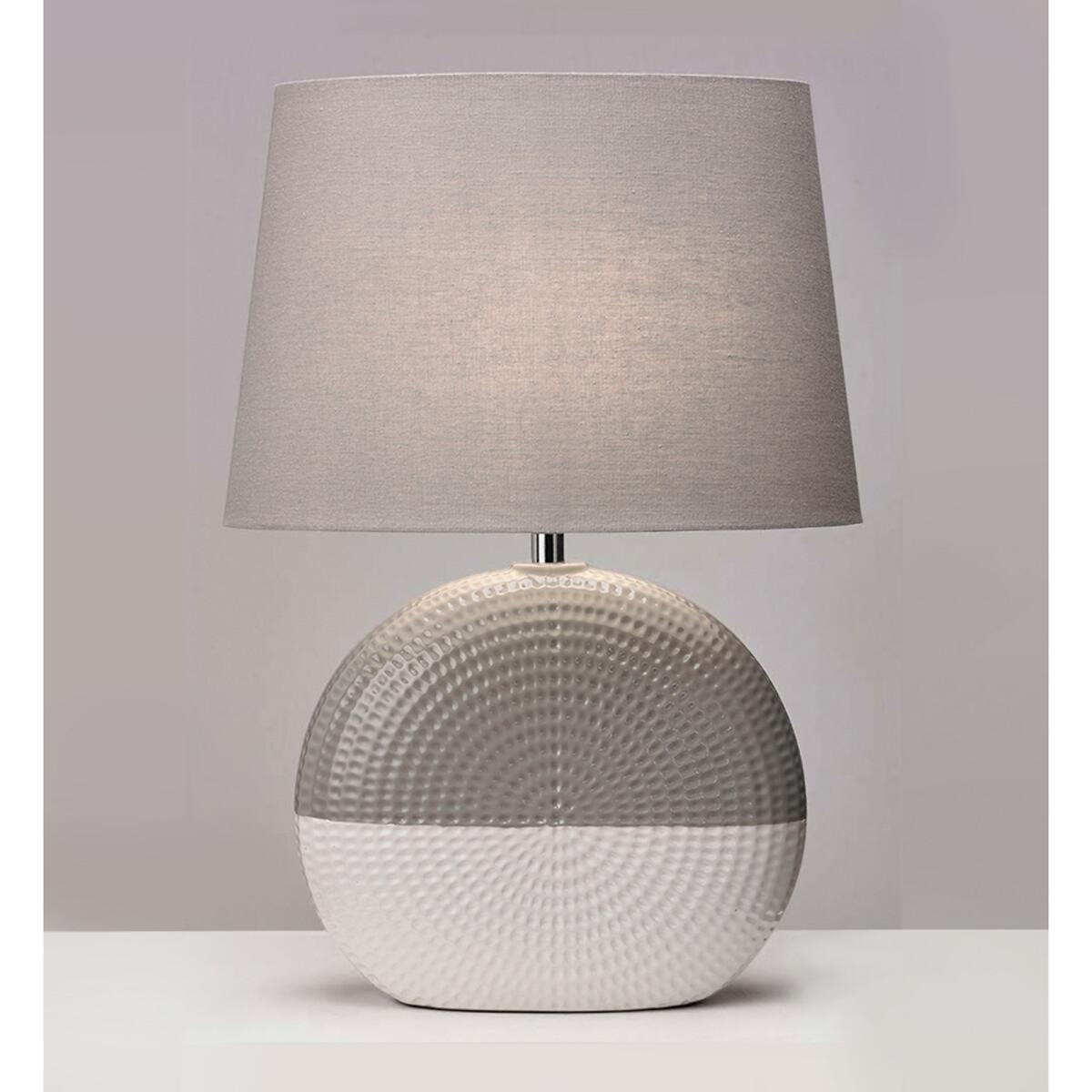 Grey and Cream Contrast Ceramic Oval Table Lamp – image 1