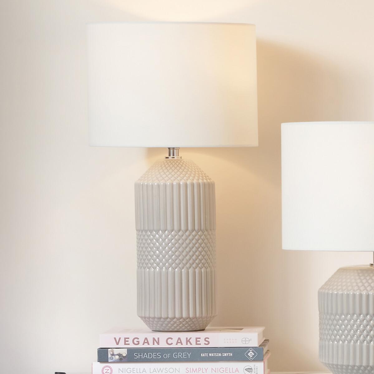 Geo Textured Tall Ceramic Table Lamp – image 4