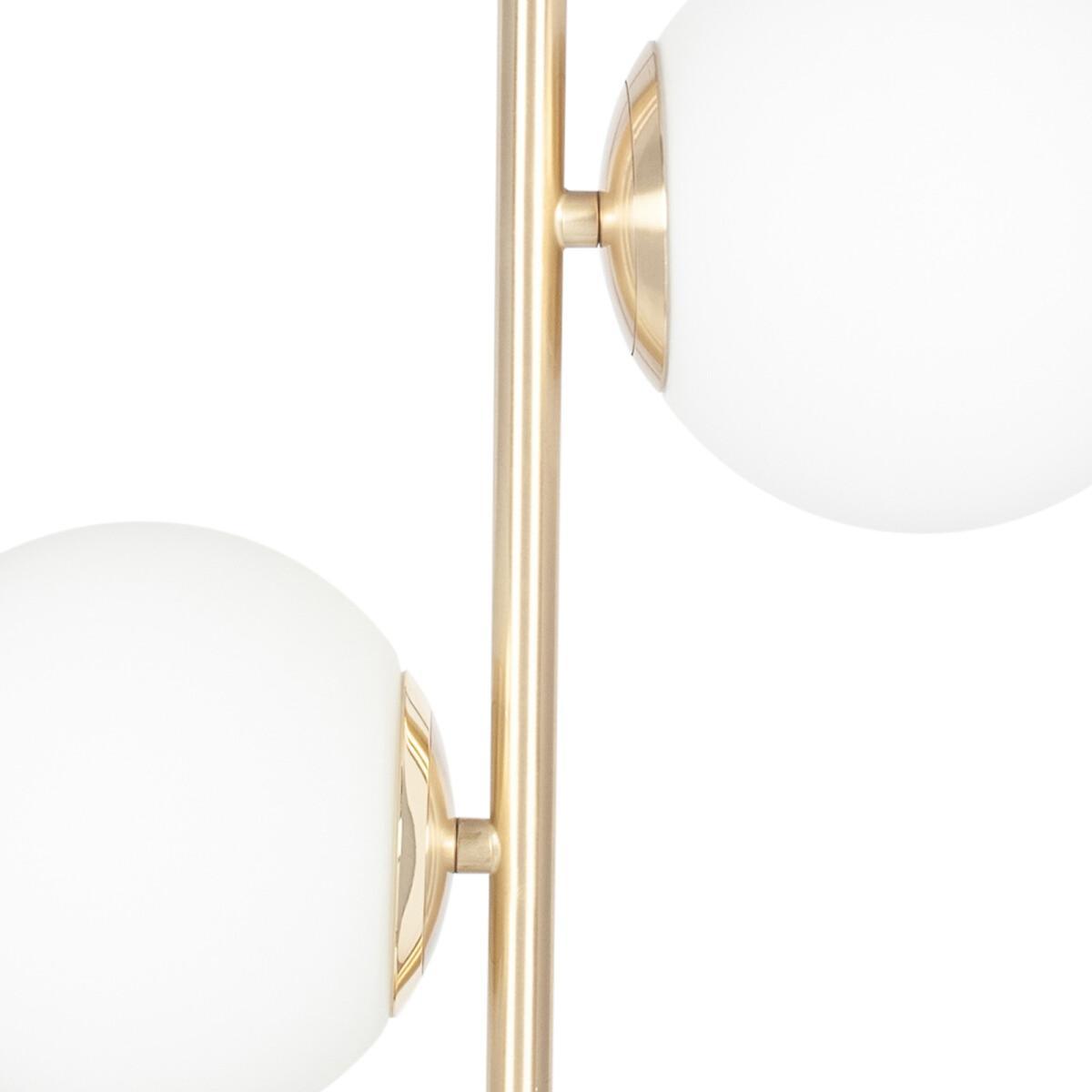 2 White Orb Globe and Gold Metal Table Lamp – image 3