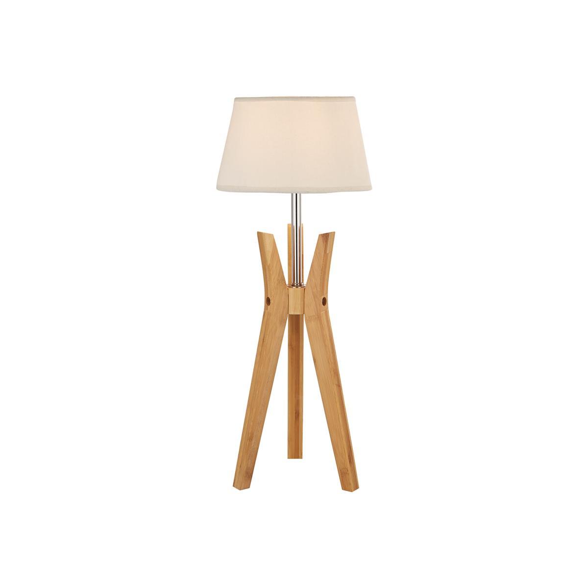 Tapered Natural Wood Tripod Table Lamp – image 1