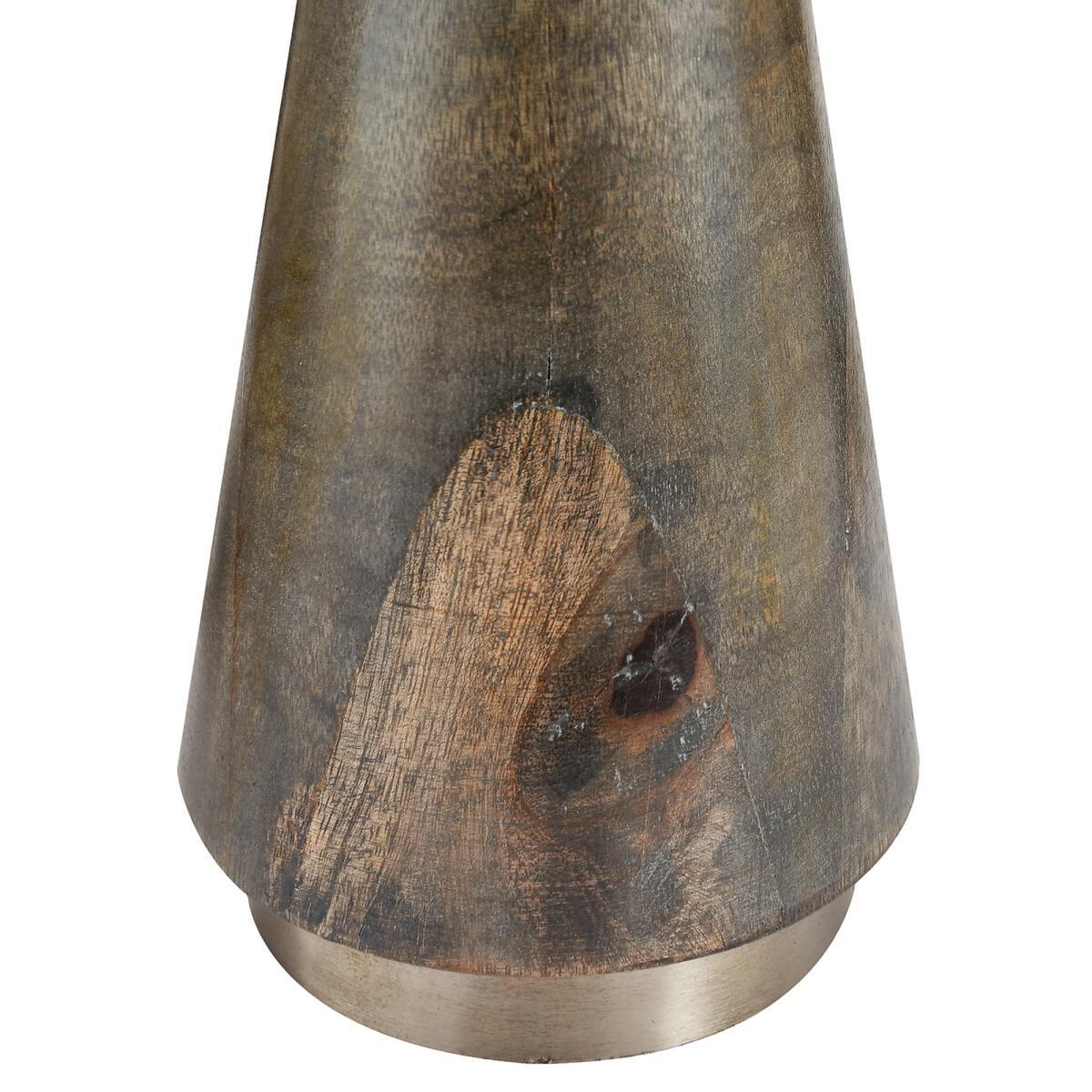 Brushed Silver and Grey Wash Wood Table Lamp Base – image 2