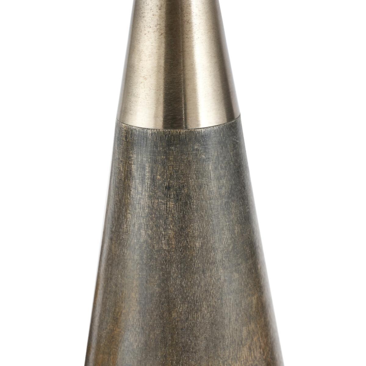 Brushed Silver and Grey Wash Wood Table Lamp Base – image 3