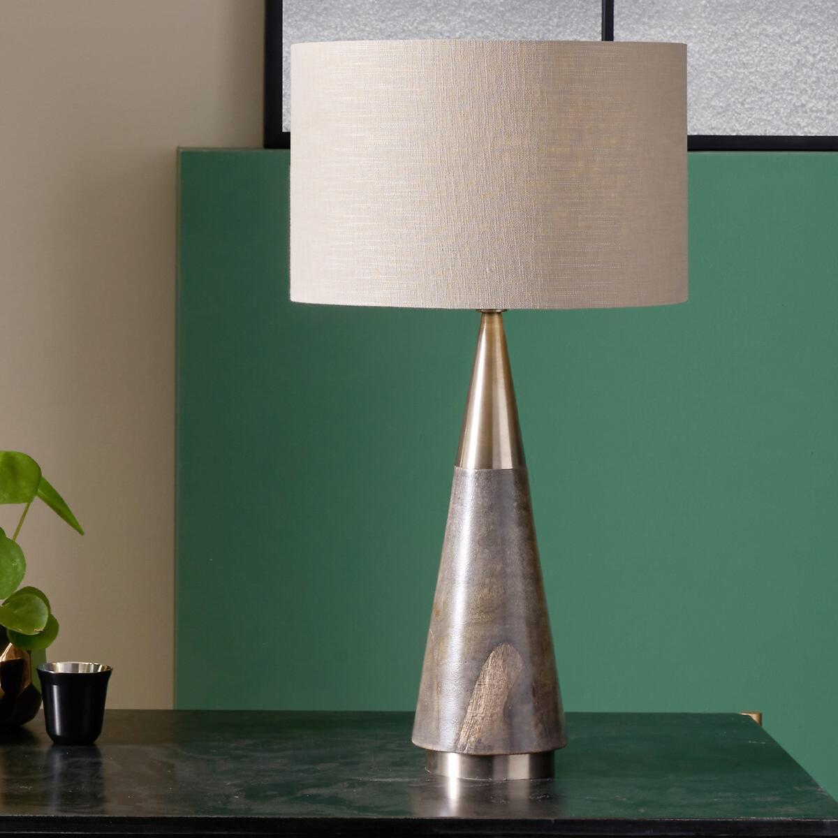 Brushed Silver and Grey Wash Wood Table Lamp Base – image 4