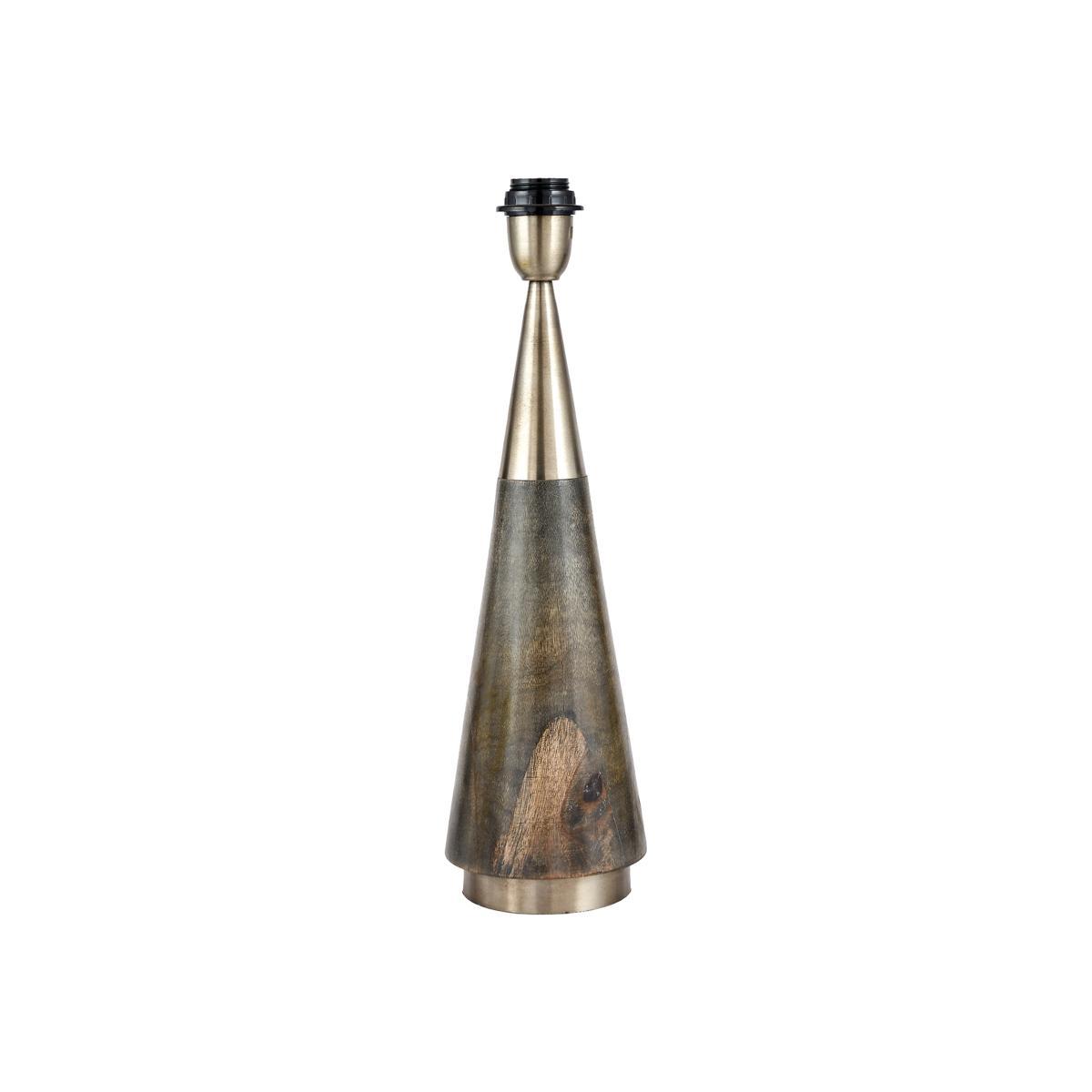 Brushed Silver and Grey Wash Wood Table Lamp Base – image 1