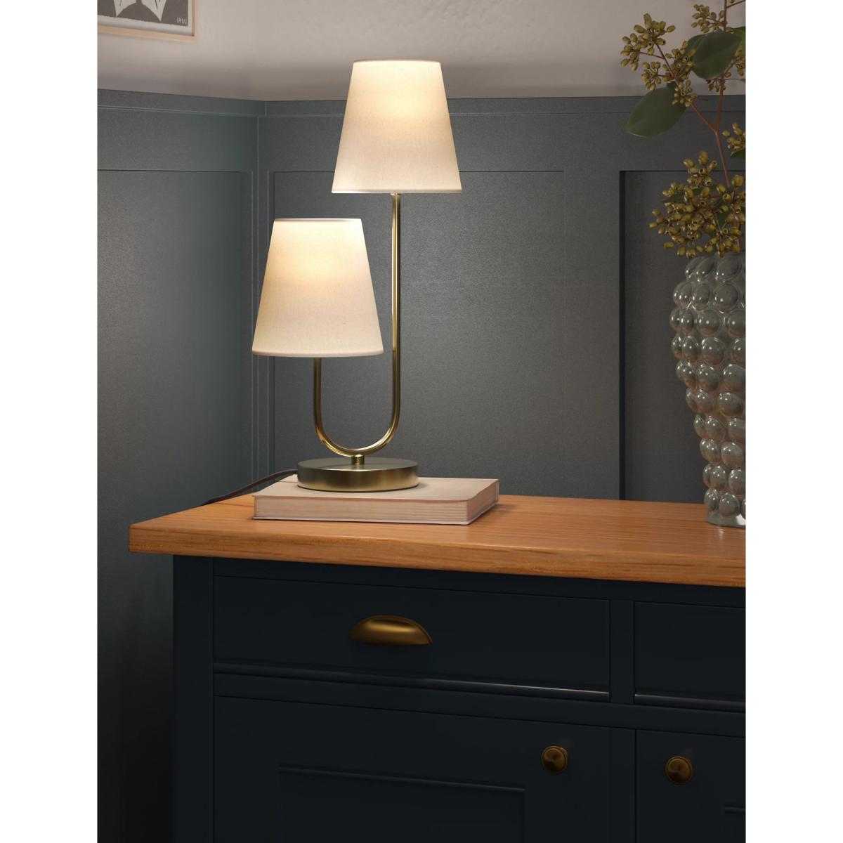 M&S 2 Shade Metal Table Lamp - Polished Brass, Polished Brass – image 2