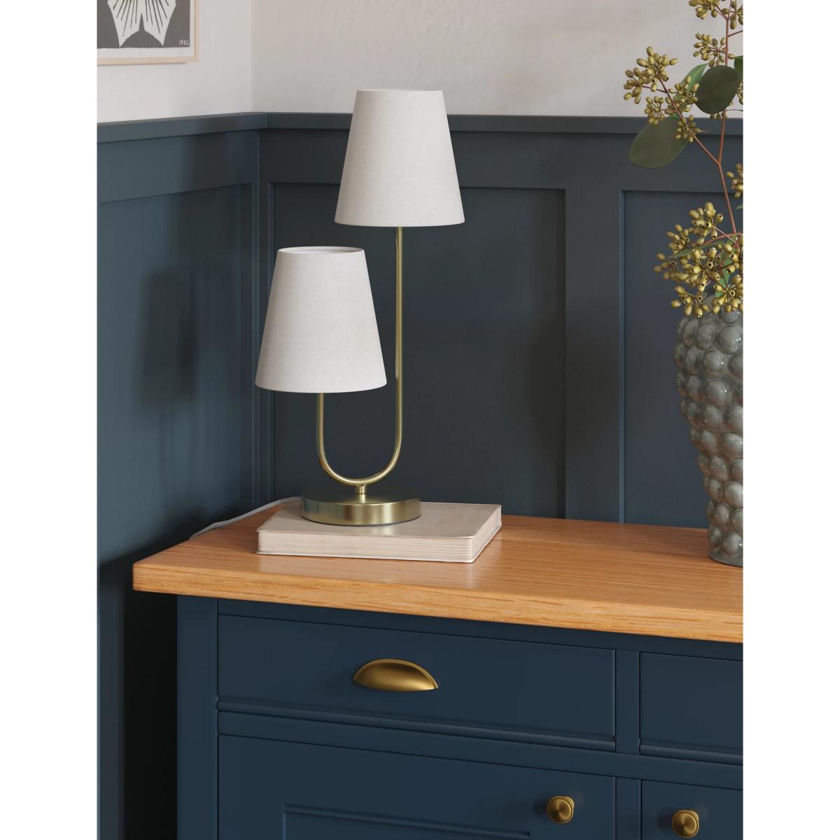 M&S 2 Shade Metal Table Lamp - Polished Brass, Polished Brass – image 3