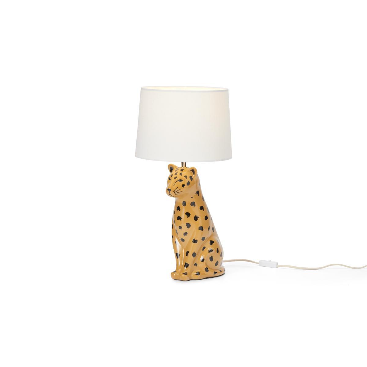 Raja Leopard Ceramic Table Lamp, Tan – image 3