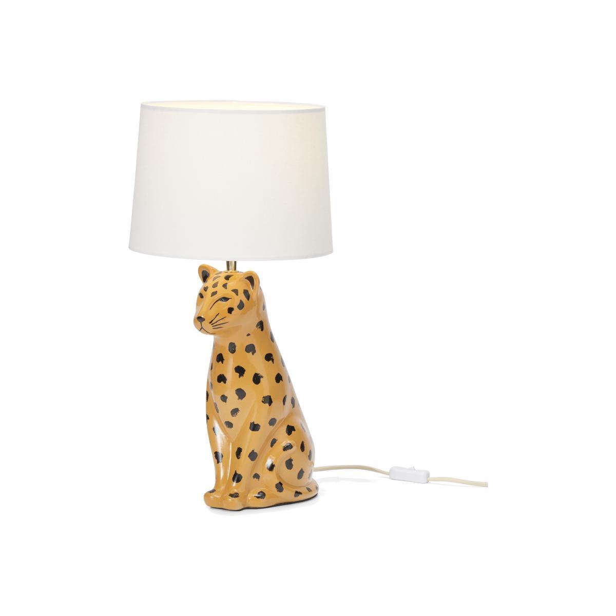 Raja Leopard Ceramic Table Lamp, Tan – image 1