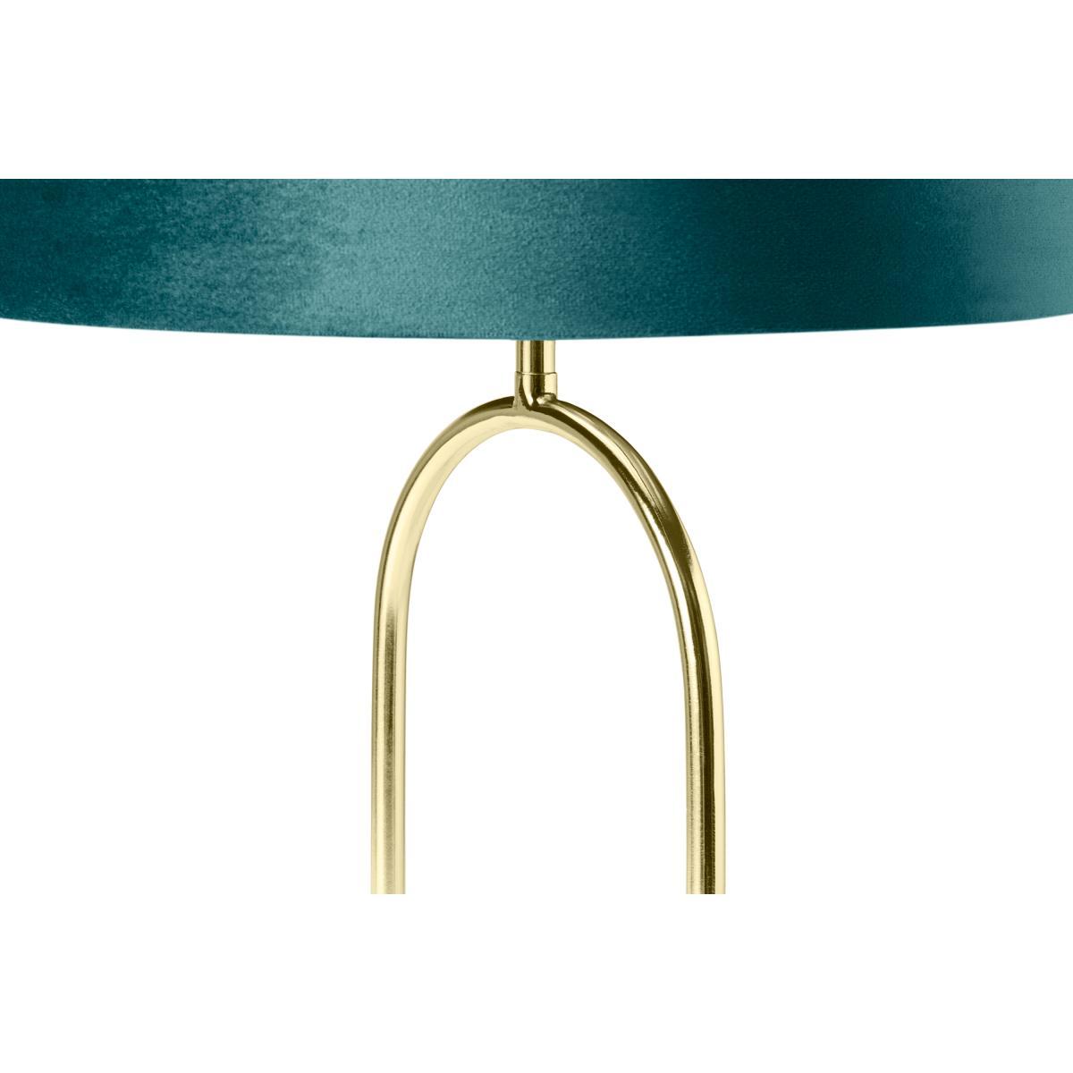 Carmella Table Lamp, Peacock Blue Velvet, Brass & Marble – image 5