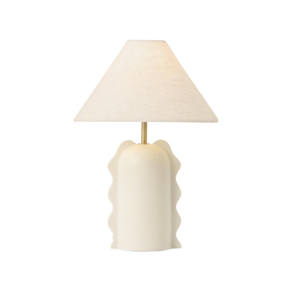 2LG Table Lamp, Off-White Glaze Ceramic & Textured Fabric Shade – image 2
