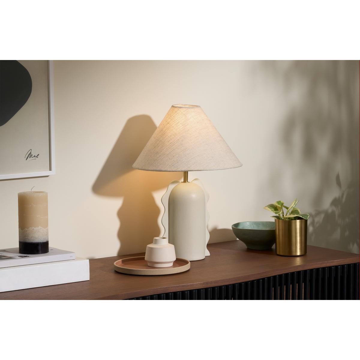 2LG Table Lamp, Off-White Glaze Ceramic & Textured Fabric Shade – image 4