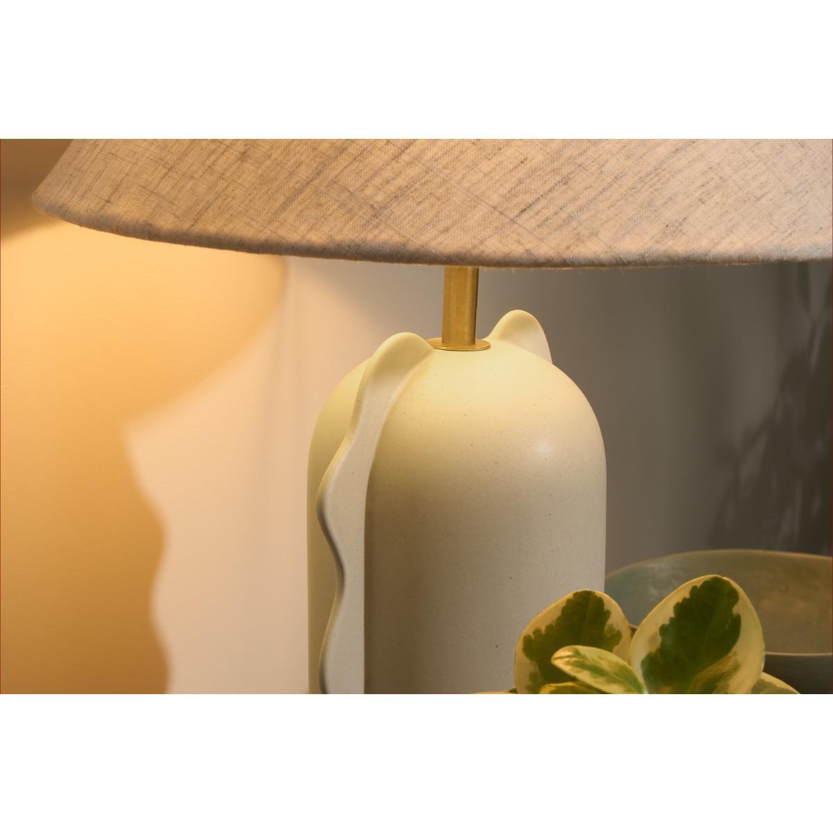 2LG Table Lamp, Off-White Glaze Ceramic & Textured Fabric Shade – image 5