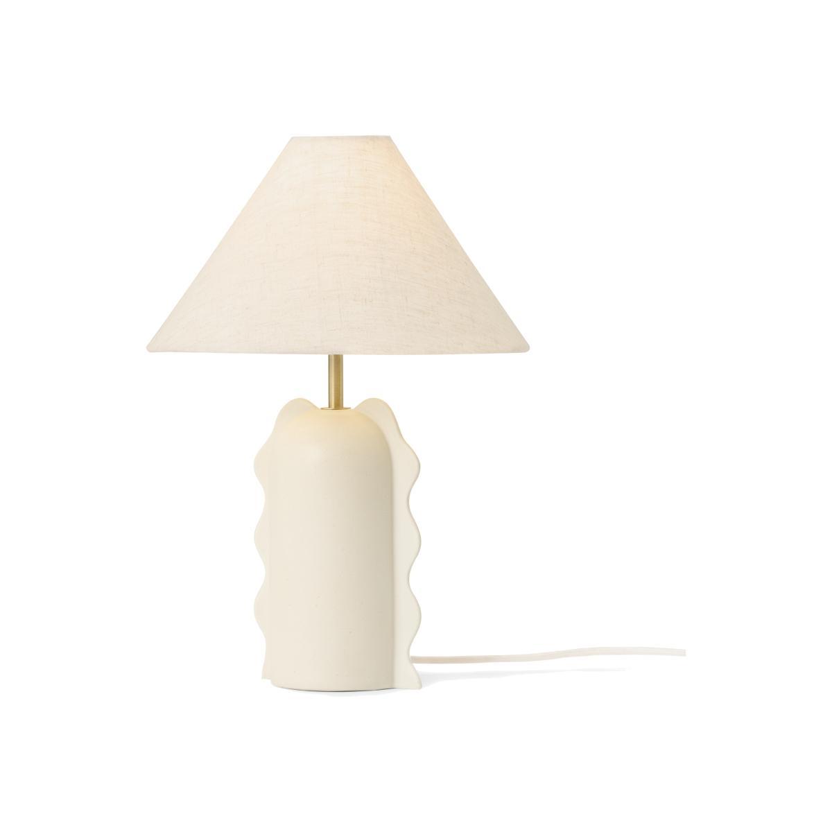 2LG Table Lamp, Off-White Glaze Ceramic & Textured Fabric Shade – image 1